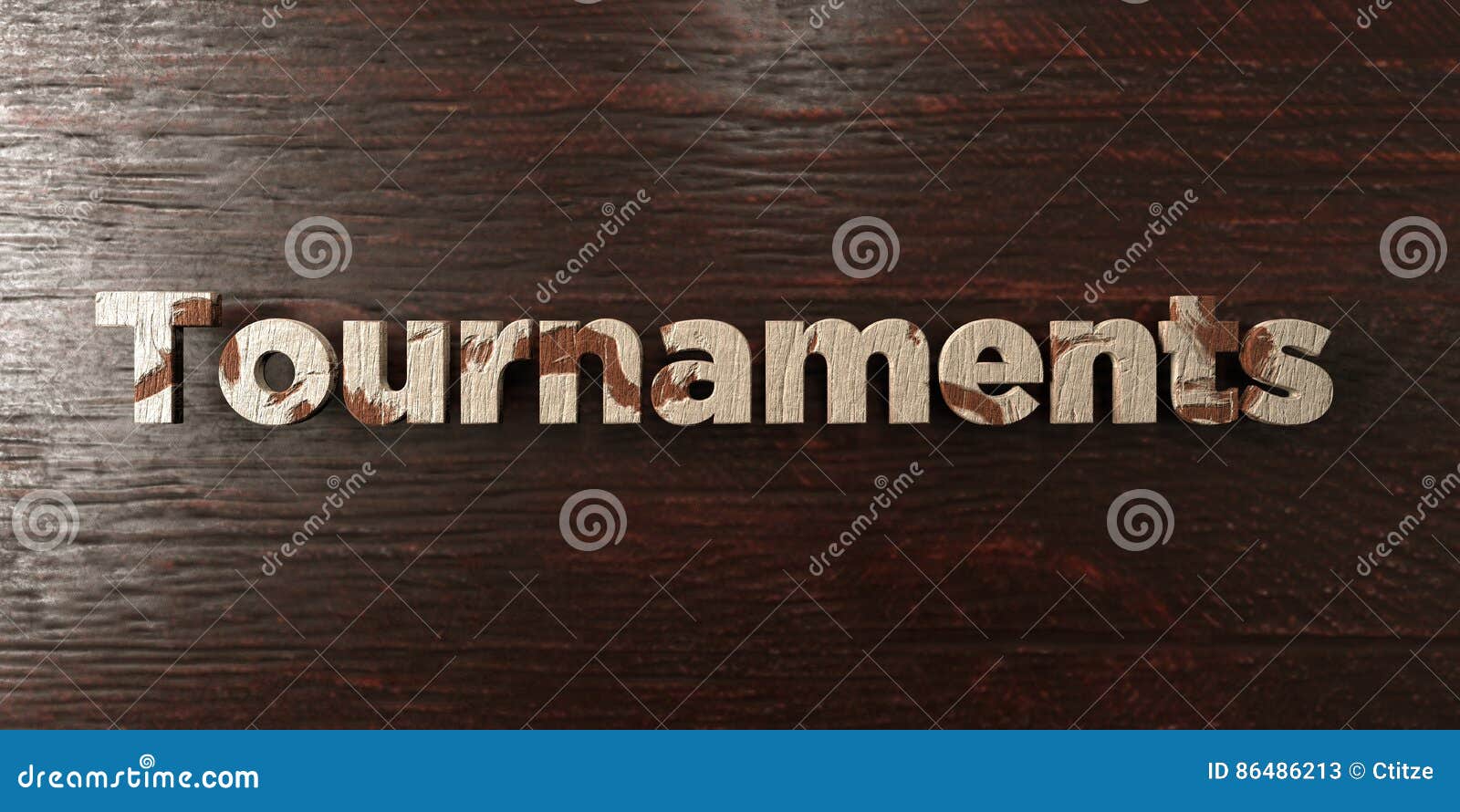 tournaments - grungy wooden headline on maple - 3d rendered royalty free stock image