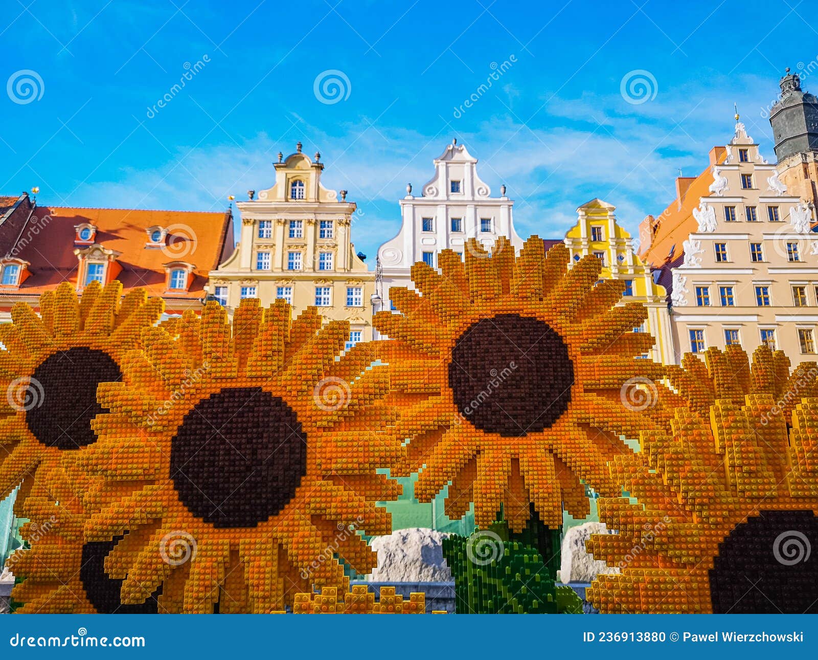 Tournesols En Briques De Lego à La Place Du Marché Comme