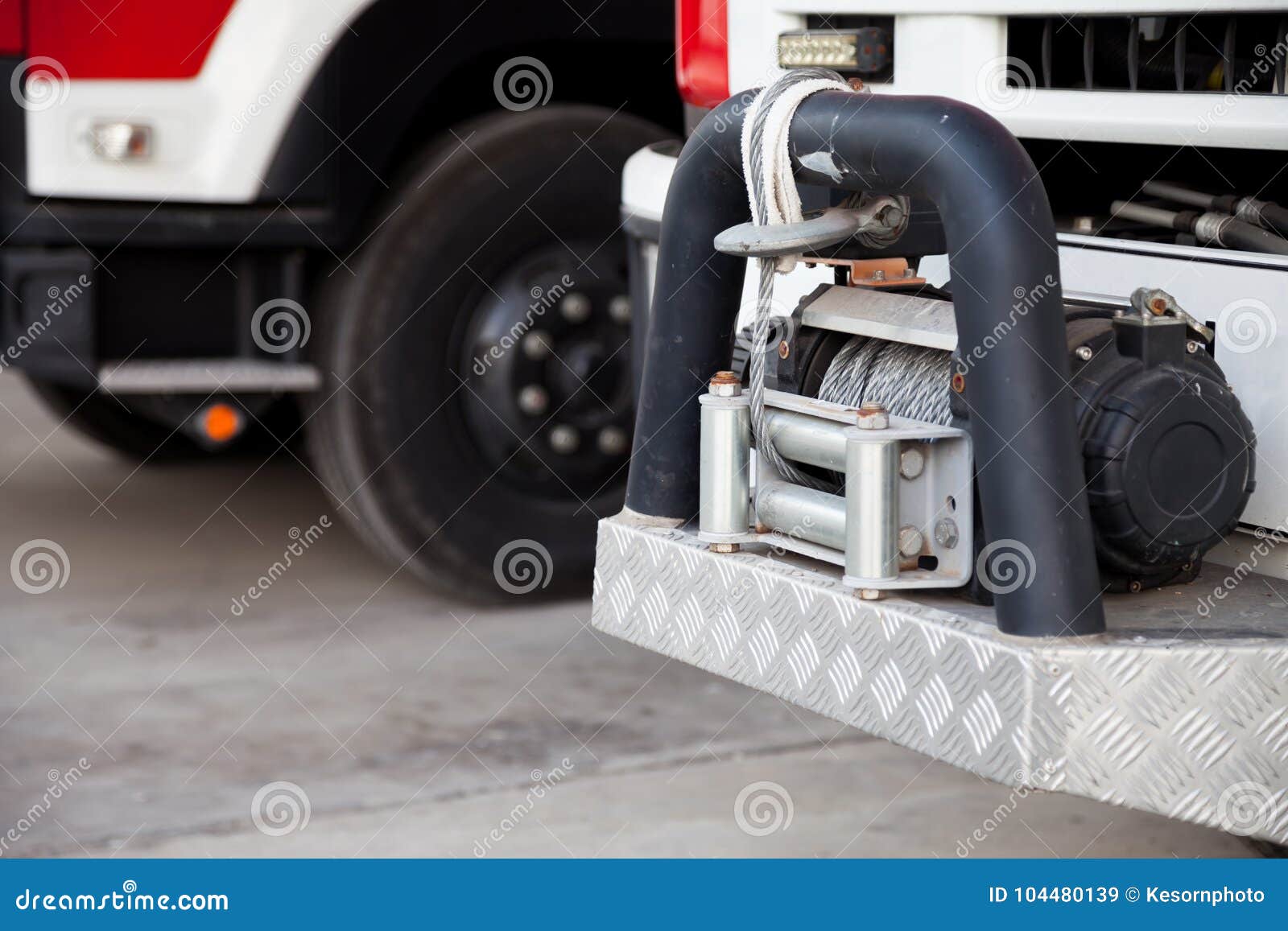 Tow Hook from a Large Fire Engine. is an Emergency Towing Tool To Help  Stock Image - Image of industrial, closeup: 104480139