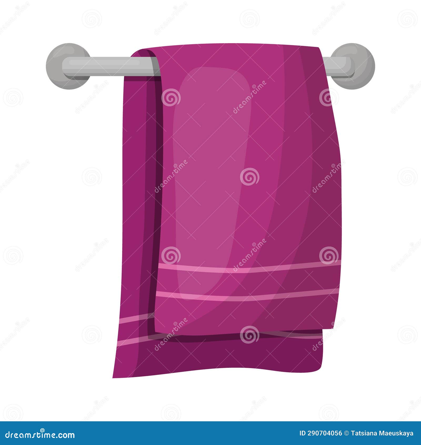 A Towel in the Bathroom for Hands or Face Hangs on a Holder. Vector