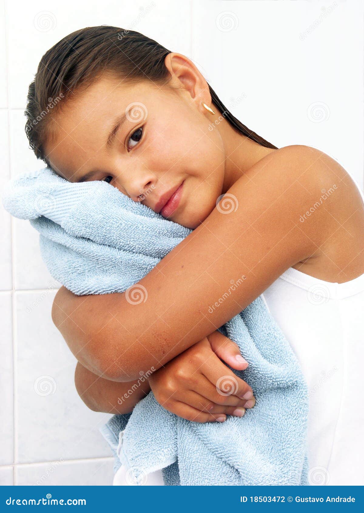 Towel girl. stock photo. Image of soft, people, towel 18503472