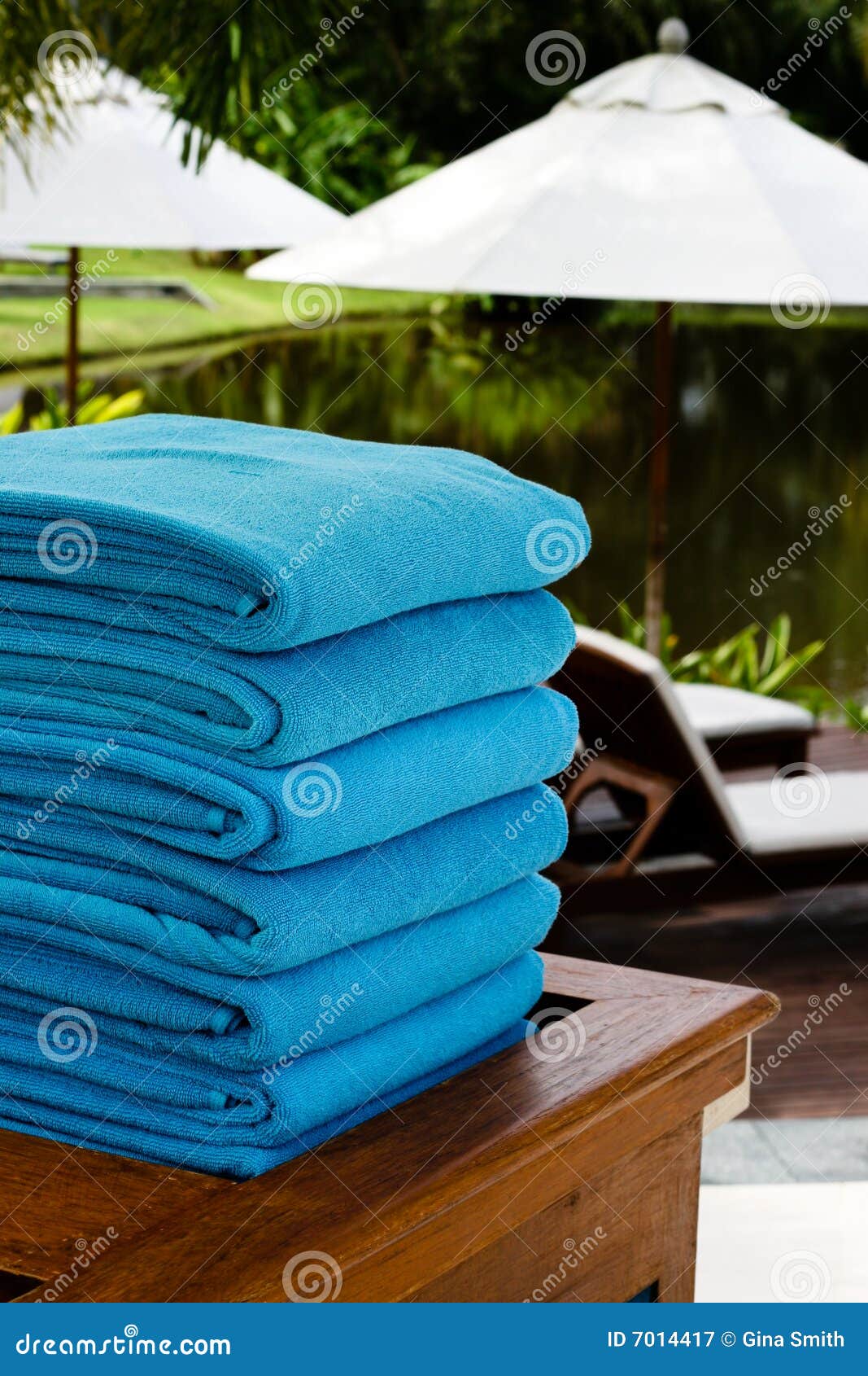Towels stock image. Image of deck, resort, vacation, lounger 7014417