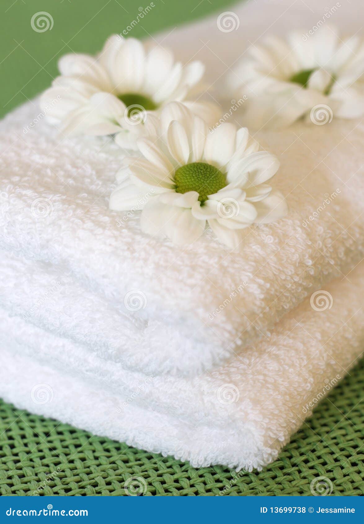 Towels and daisy flowers stock photo. Image of shallow 13699738