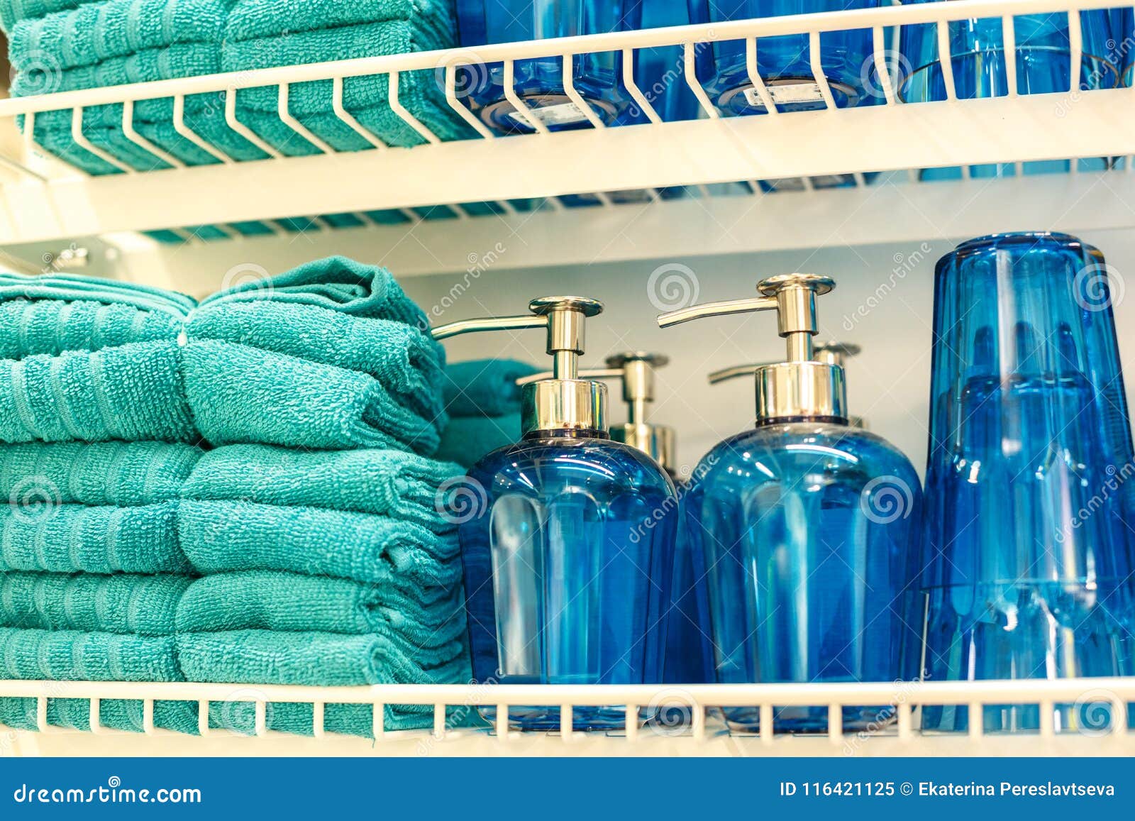 Towels and Glass Bottles for the Bathroom Stock Image Image of bath