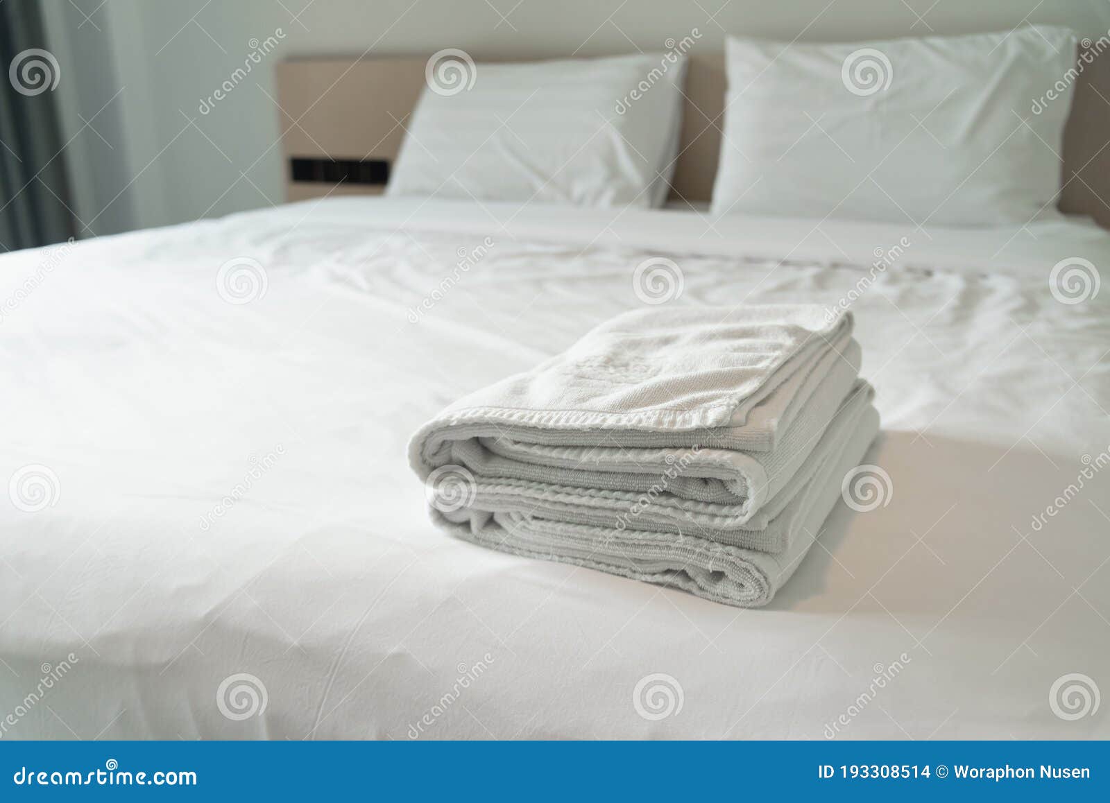 Towels Put on the White in the Modern Hotel Stock Photo Image of