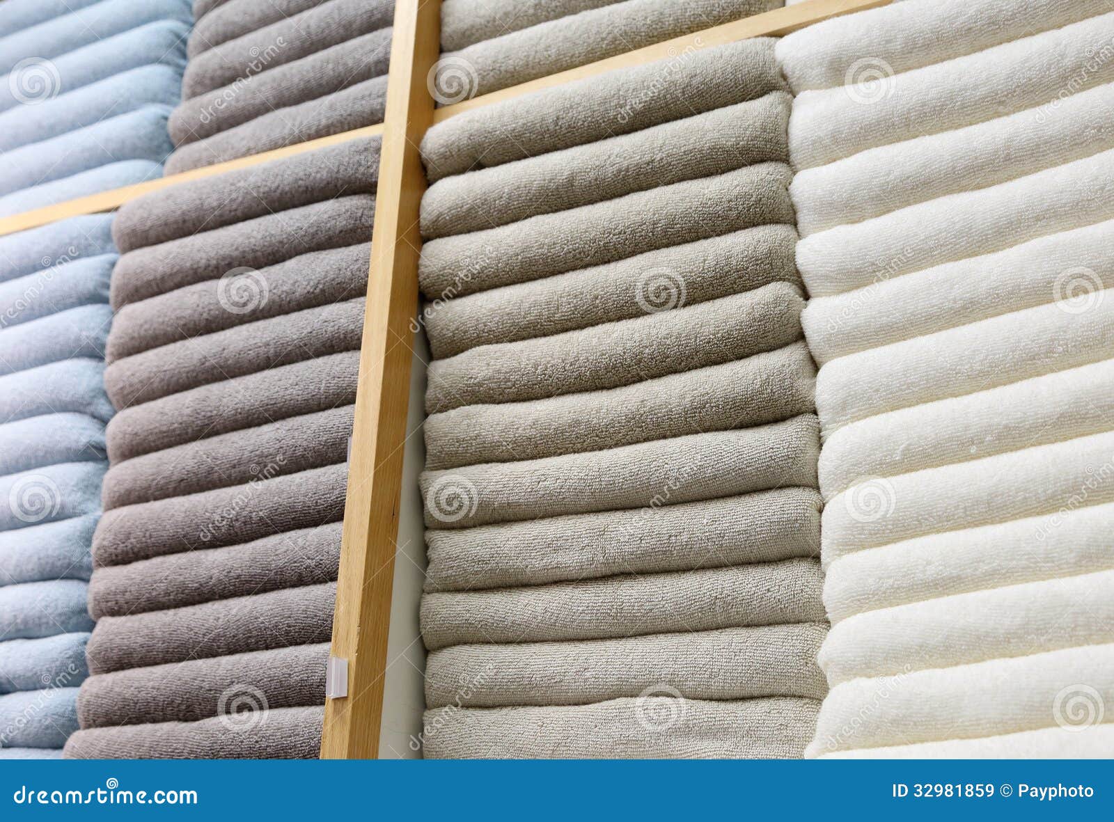 Towels on shelves stock image. Image of cotton, column - 32981859