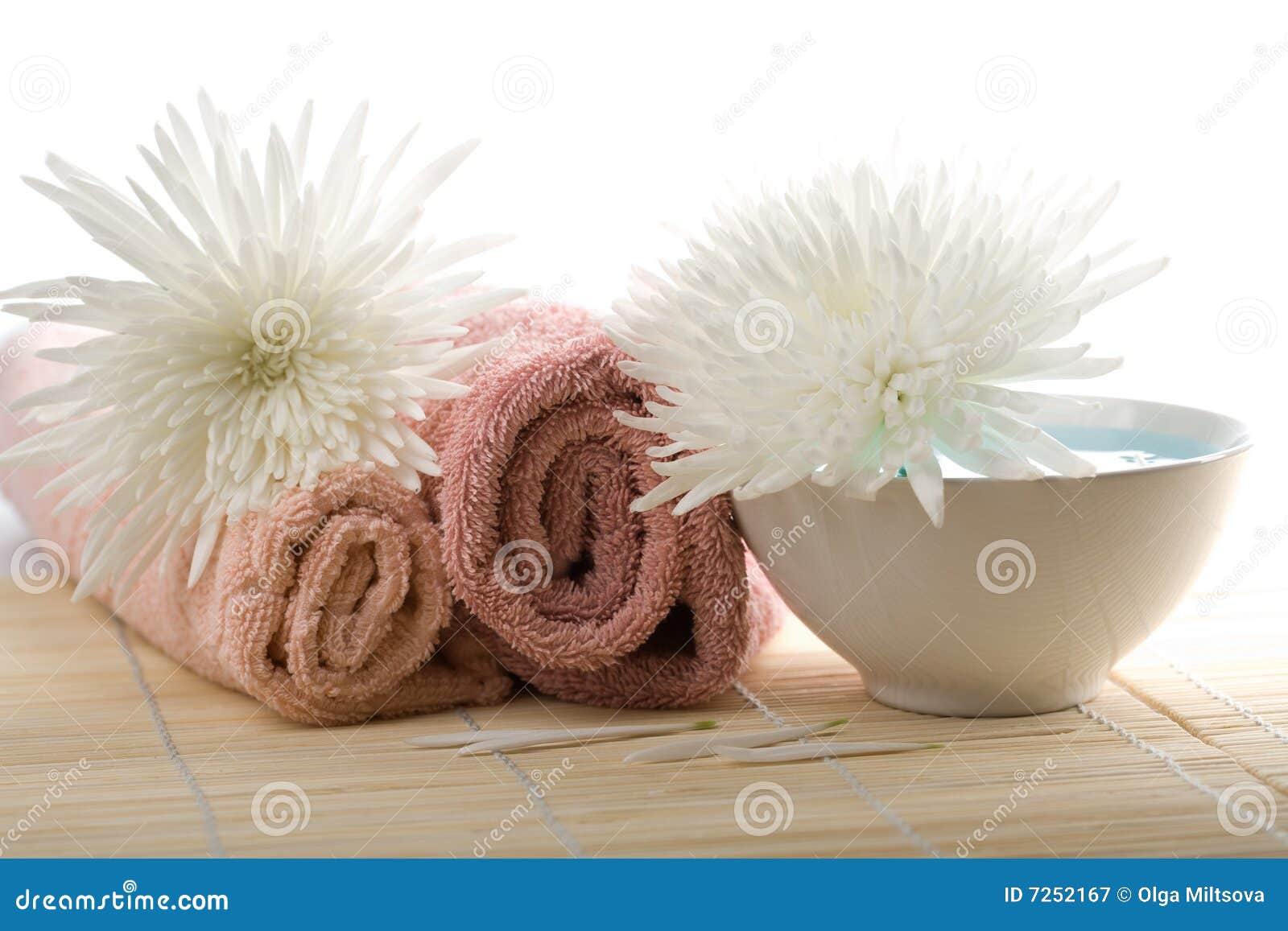 Towels and White Flowers Isolated Stock Image Image of decor