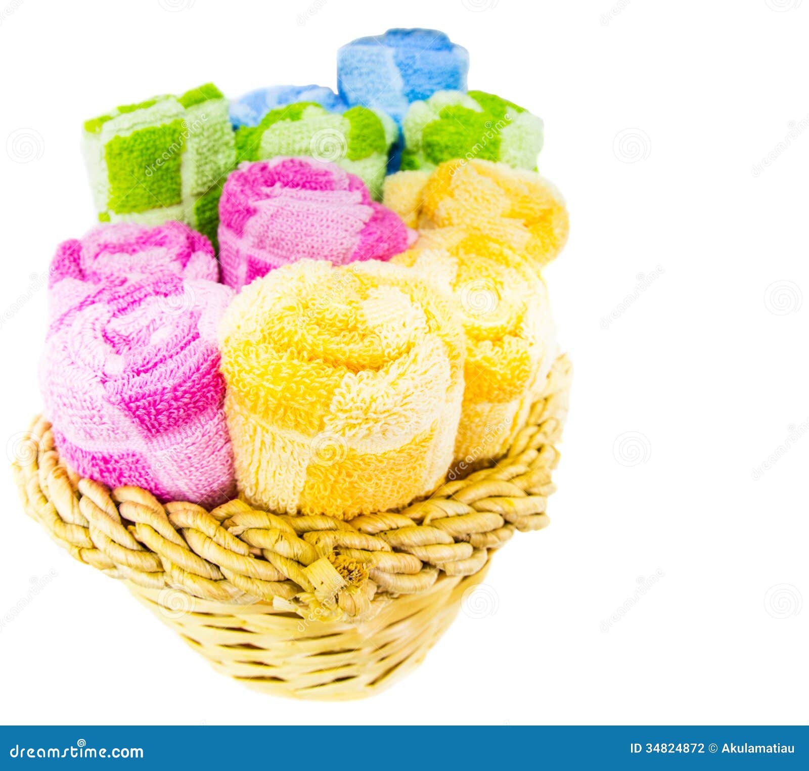 Towels in Wicker Basket I stock photo. Image of handiwork 34824872