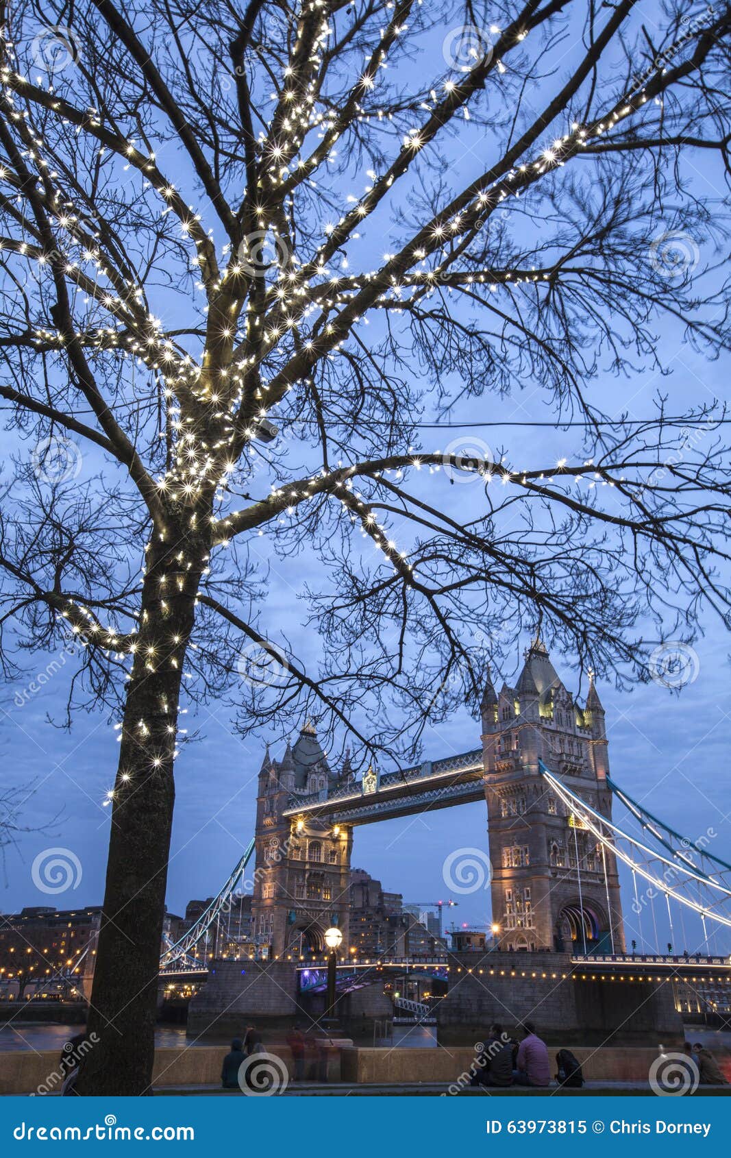 Tower Bridge and Christmas Lights Stock Image Image of decorated, british 63973815