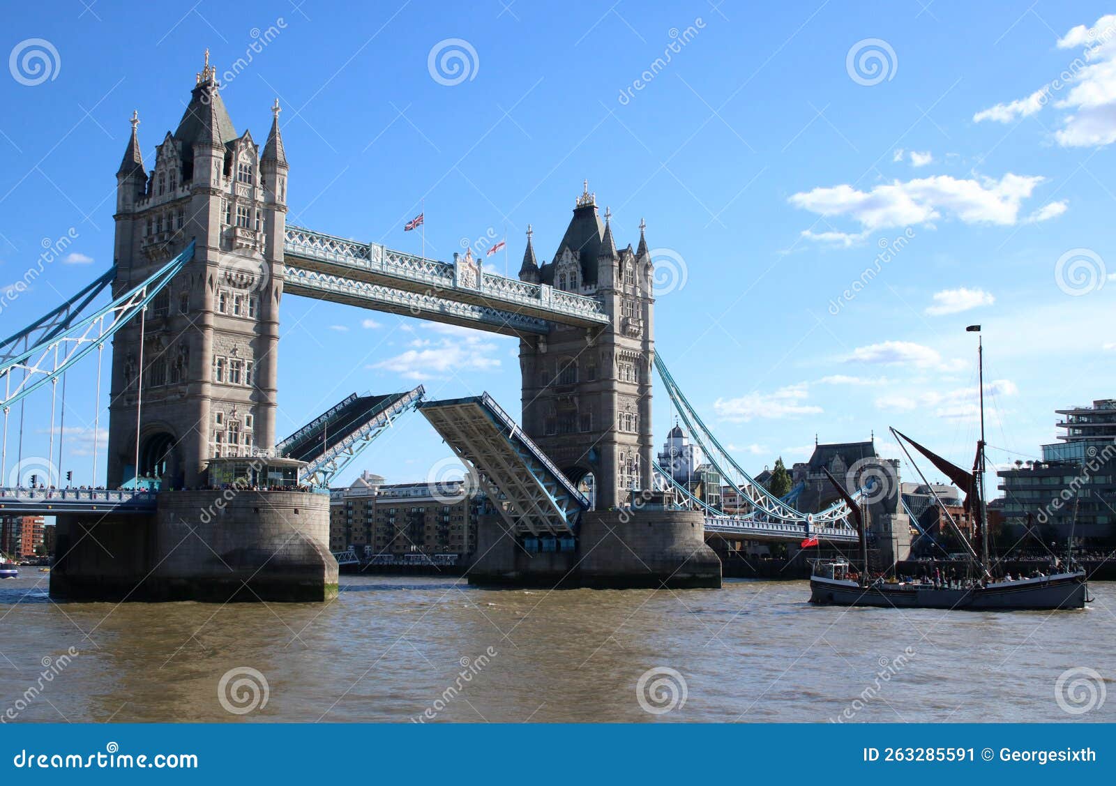 Tower Bridge Closing Over River Thames, London Editorial Photo Image