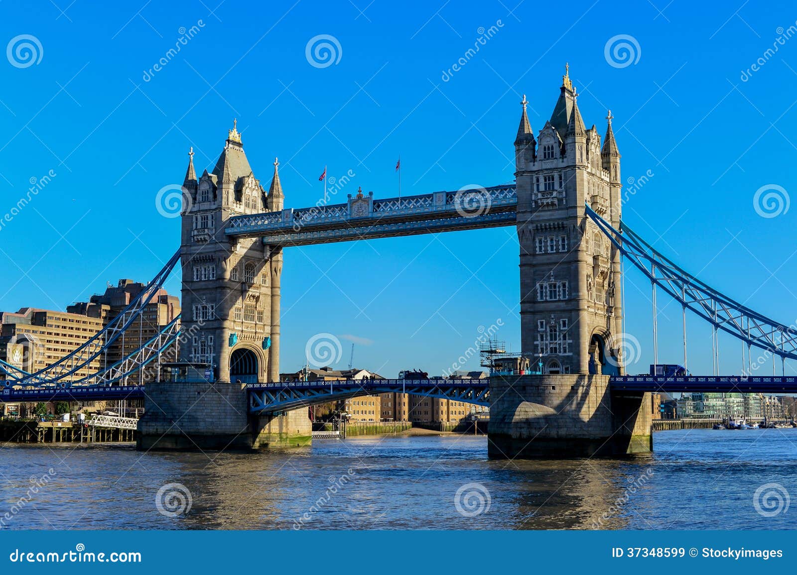 tower bridge in london crosses river thames