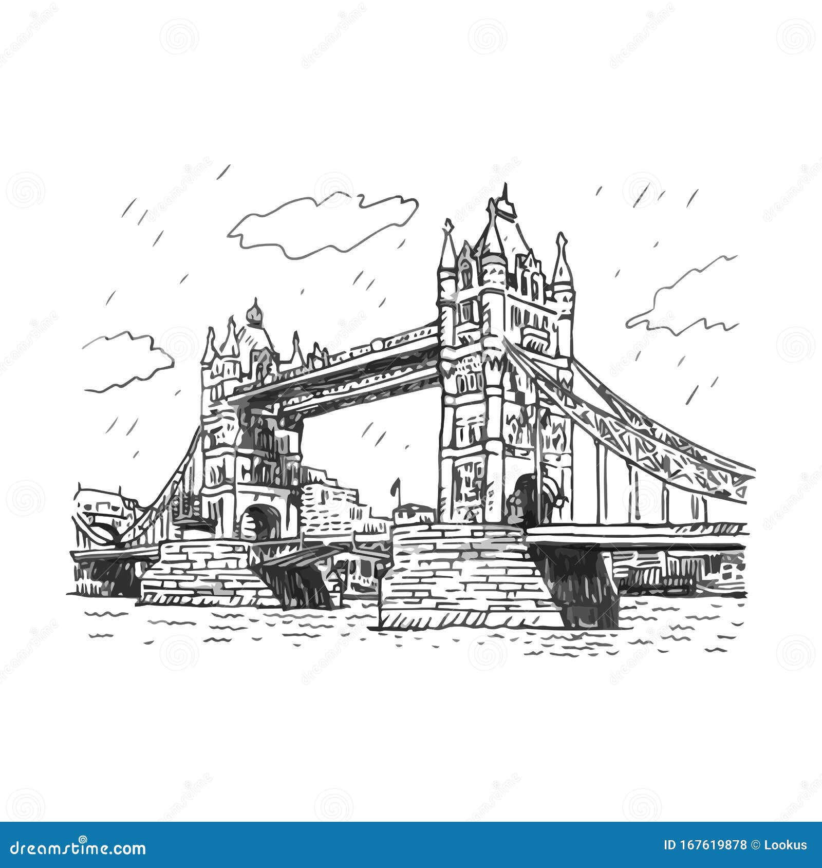 Tower Bridge London Pencil Sketch 2 Canvas Print by Fusion Designs - Fy