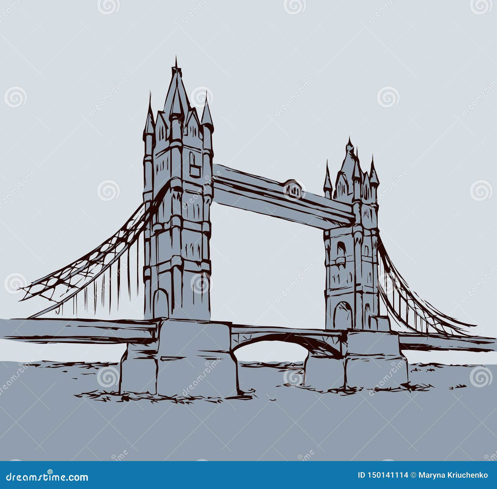 Tower Bridge, London, UK. Hand Drawn Vector Illustration Stock Vector -  Illustration of bridgework, capital: 150141114