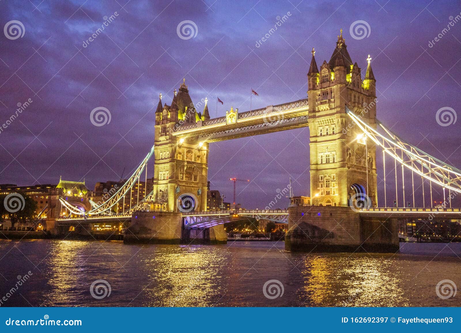 Tower Bridge in London, the UK at Night. City Centre Beautiful Wallpaper.  the Nightscape of Tower Bridge Stock Image - Image of reflection, blue:  162692397