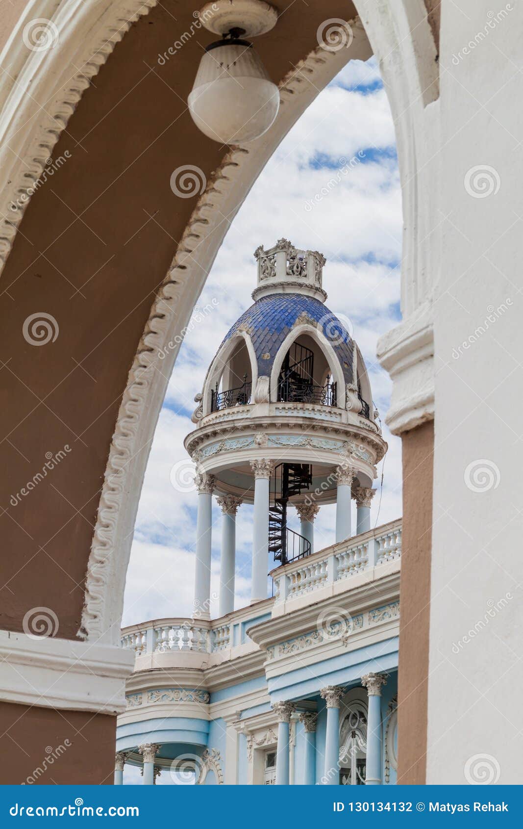 tower of casa de la cultura benjamin duarte in cienfuegos, cub