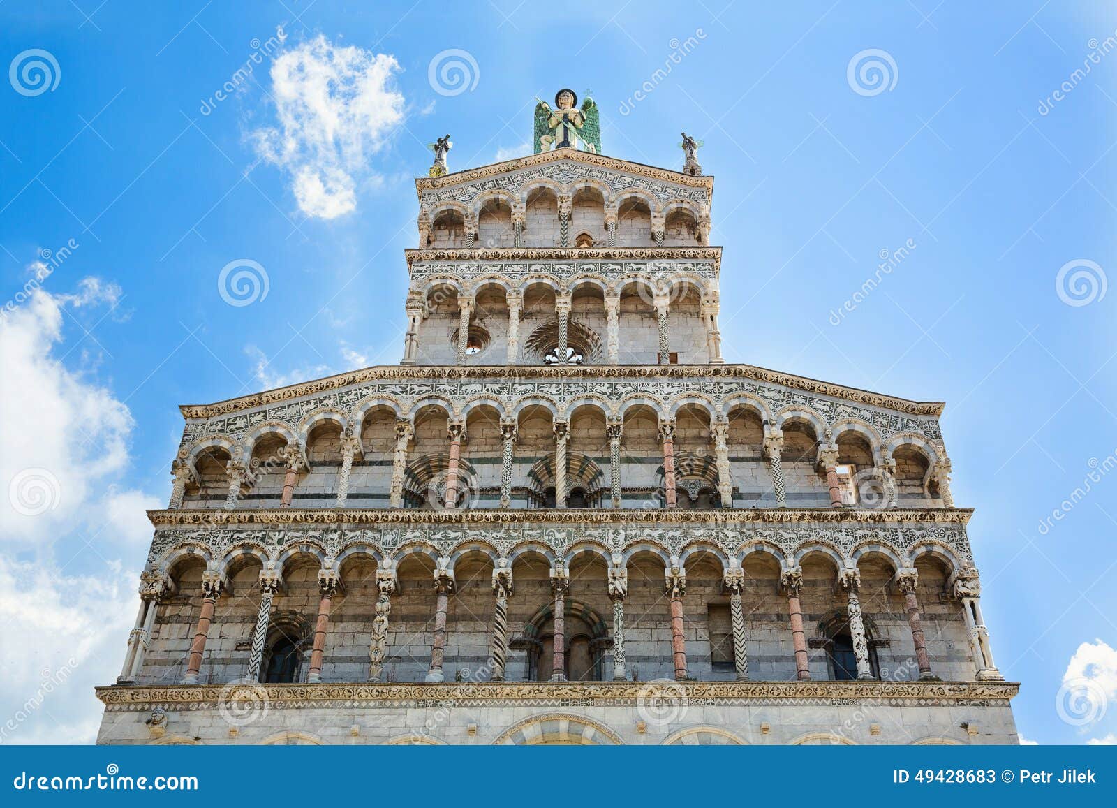 tower of the church of san michele in foro lucca, tuscany, italy