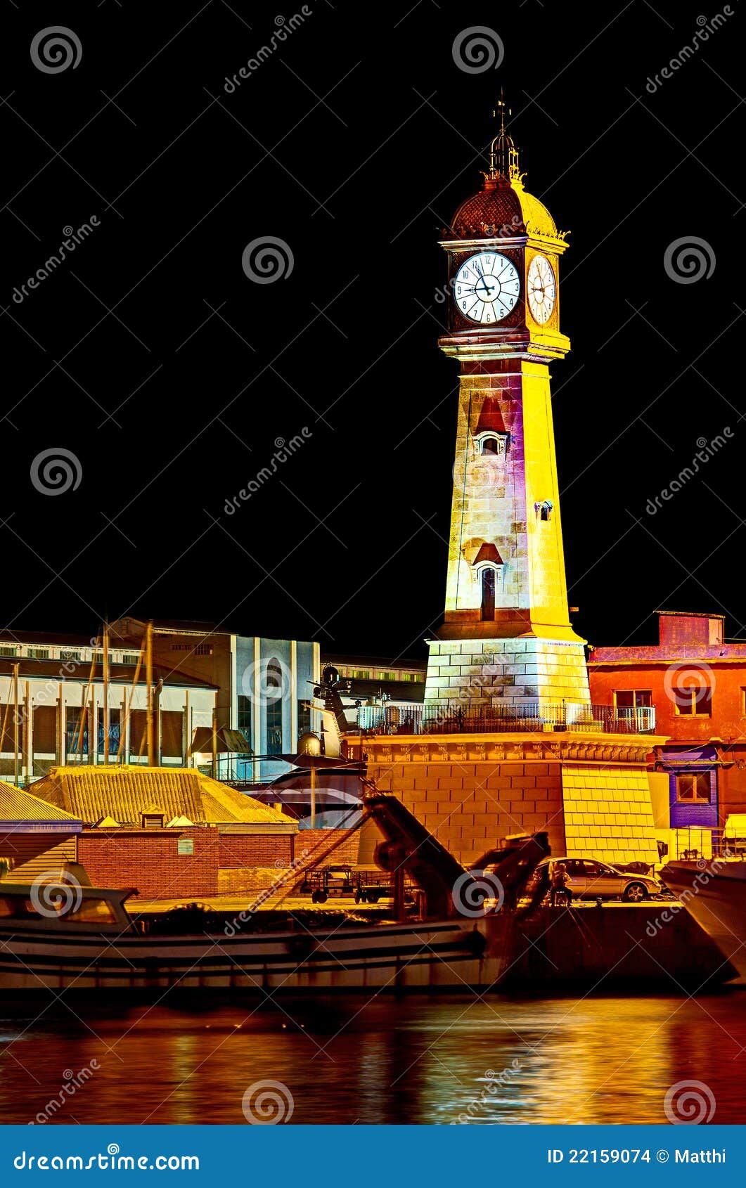 Tower of the Clock, Barcelona, Spain Stock Photo Image of ship