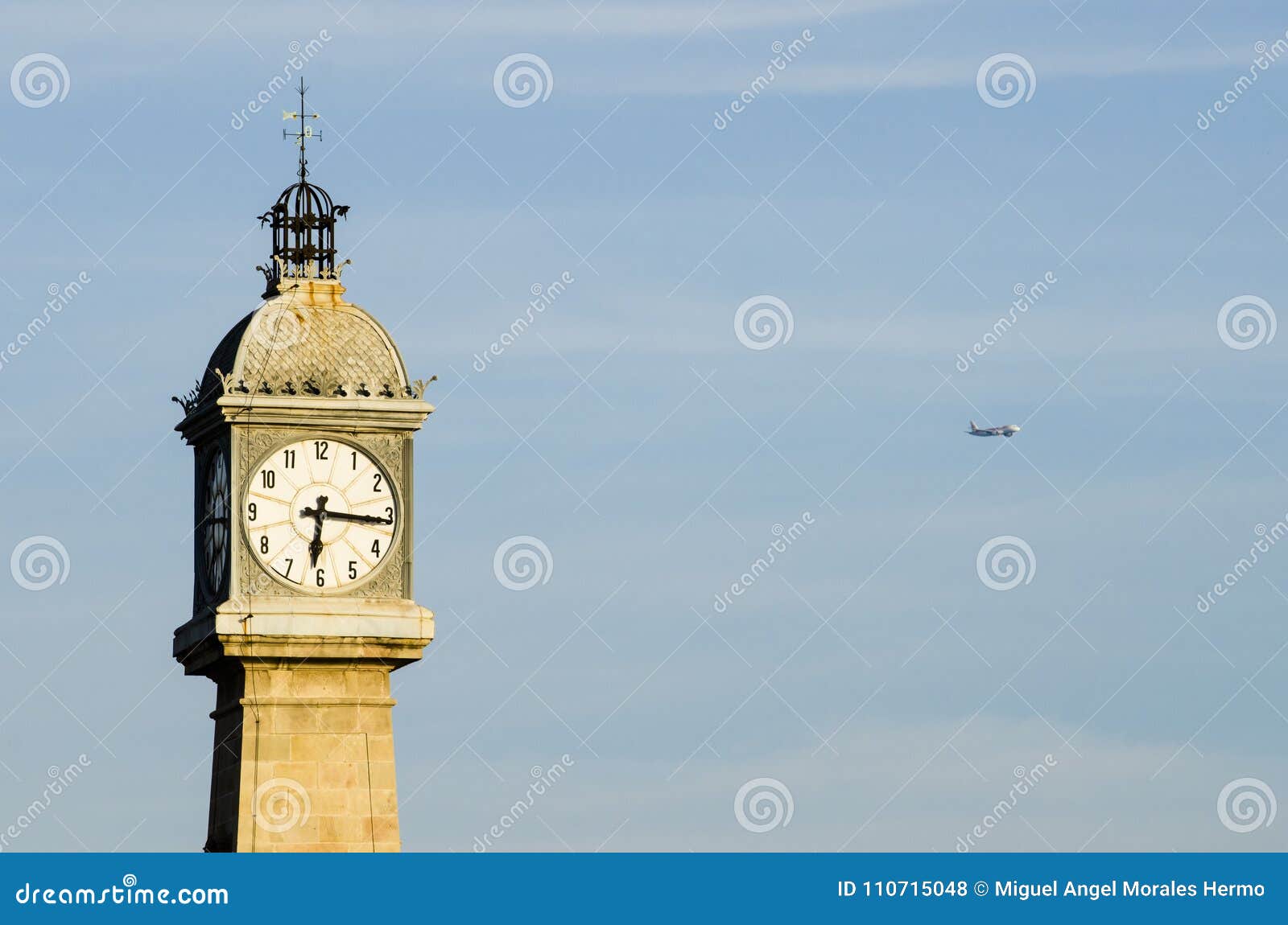 Tower with a Clock in Barcelona Stock Photo Image of ancient, symbol