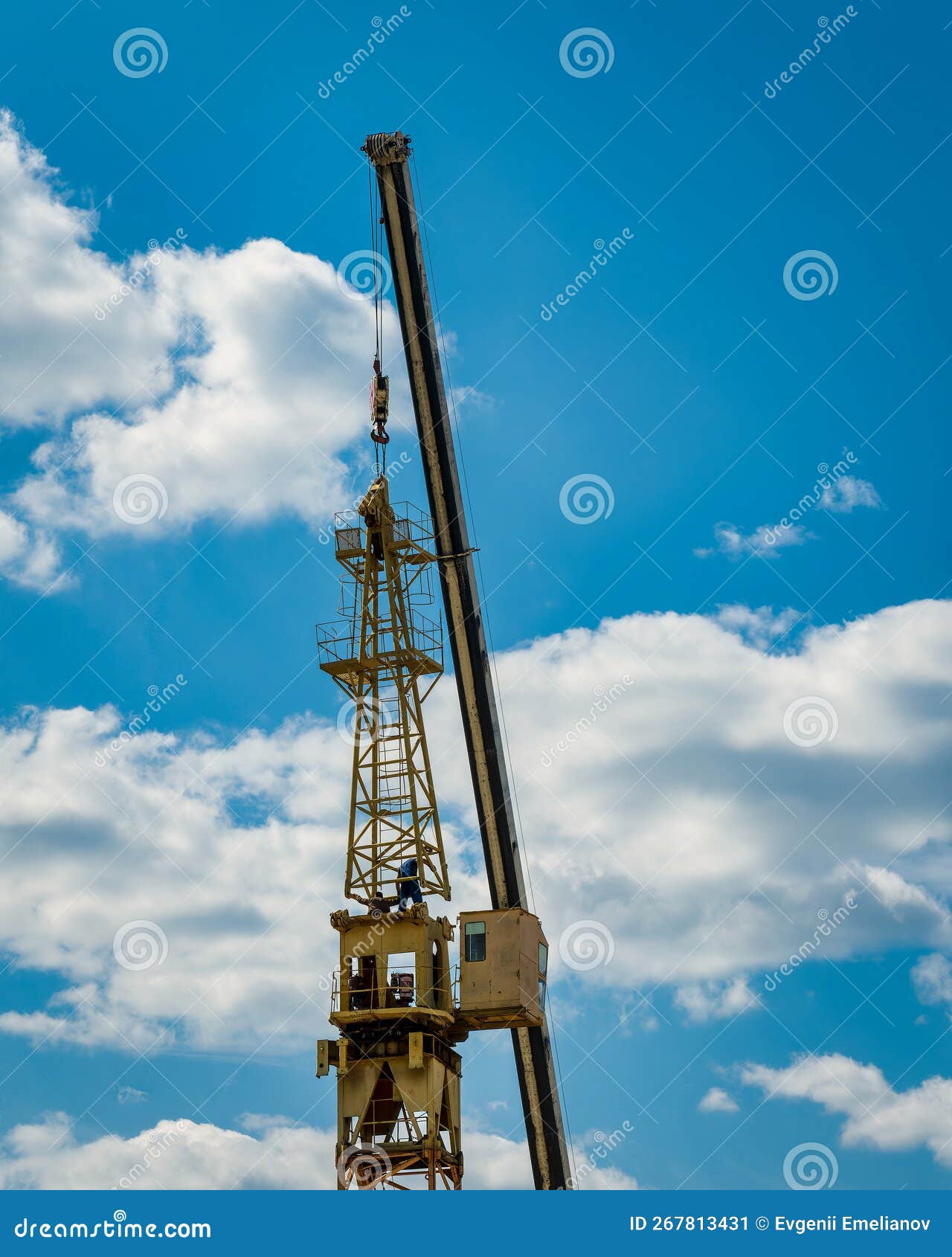 Tower Crane Assembly. Installation of a Construction Crane. Editorial