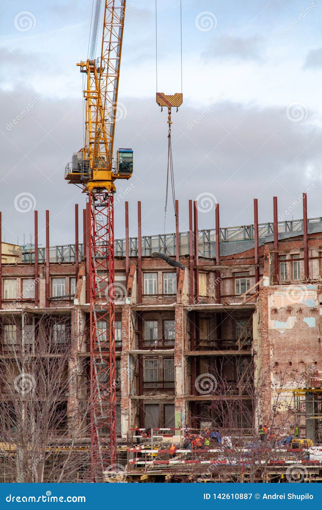 Tower Crane at a House Construction Site Stock Image Image of