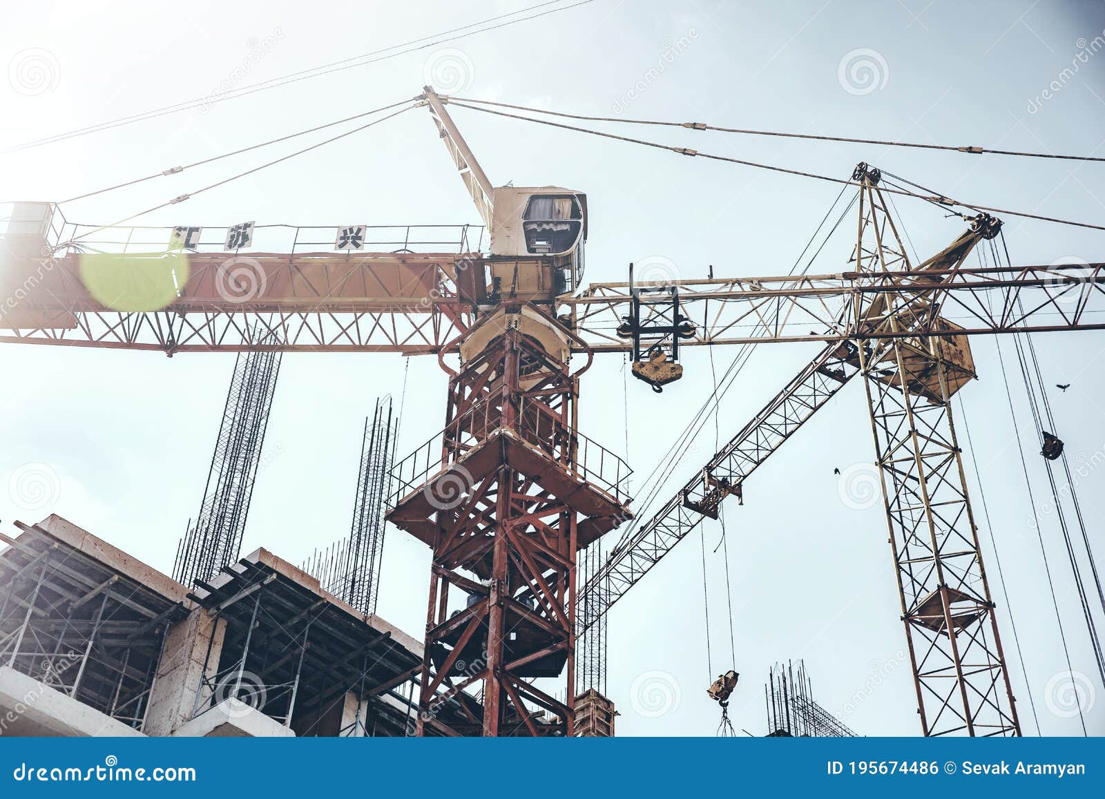 Tower Crane Lifting Heavy Load Stock Photo Image of engineering, high
