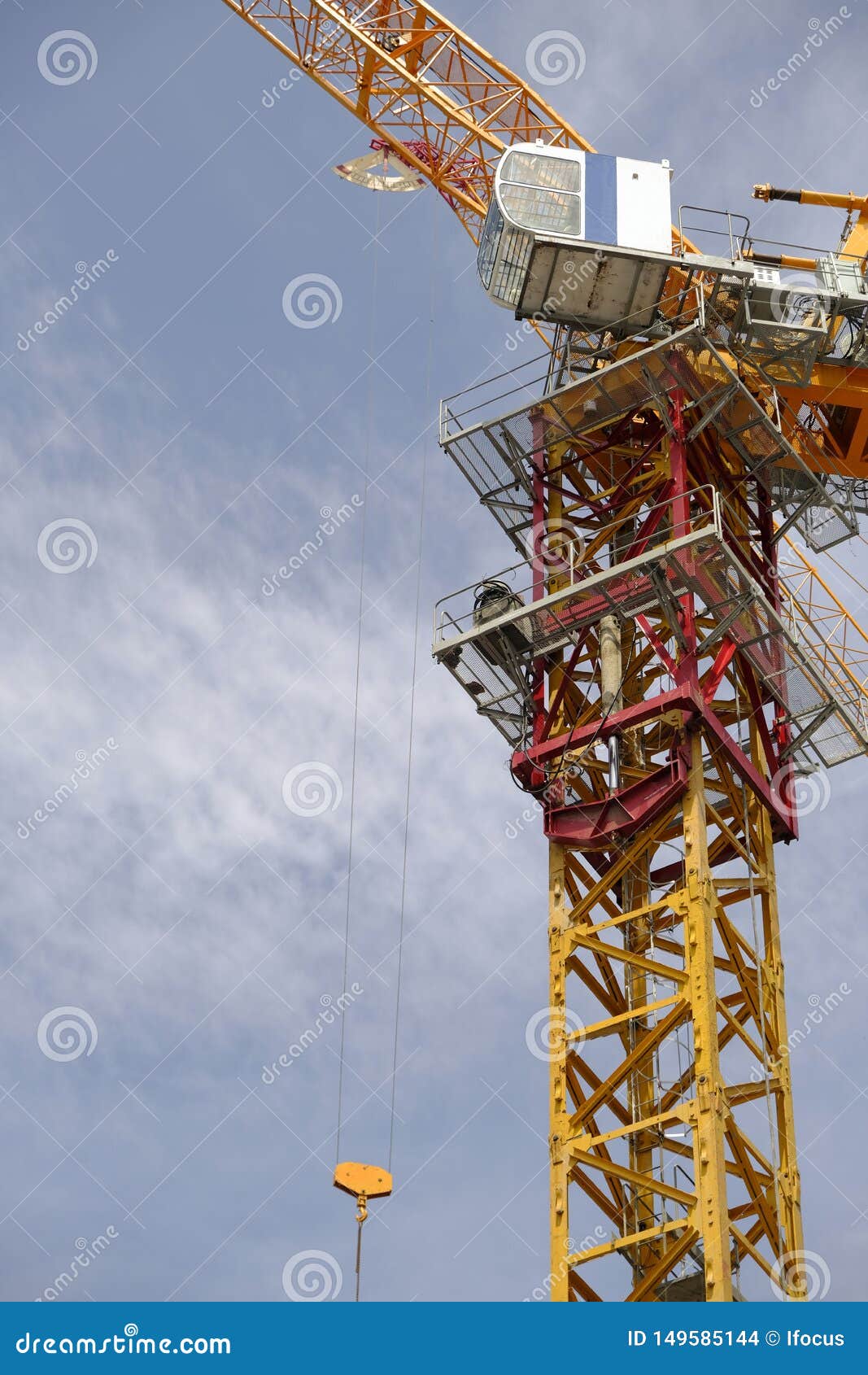 Tower Crane Soars into Blue Sky Stock Photo - Image of cabin, machinery ...