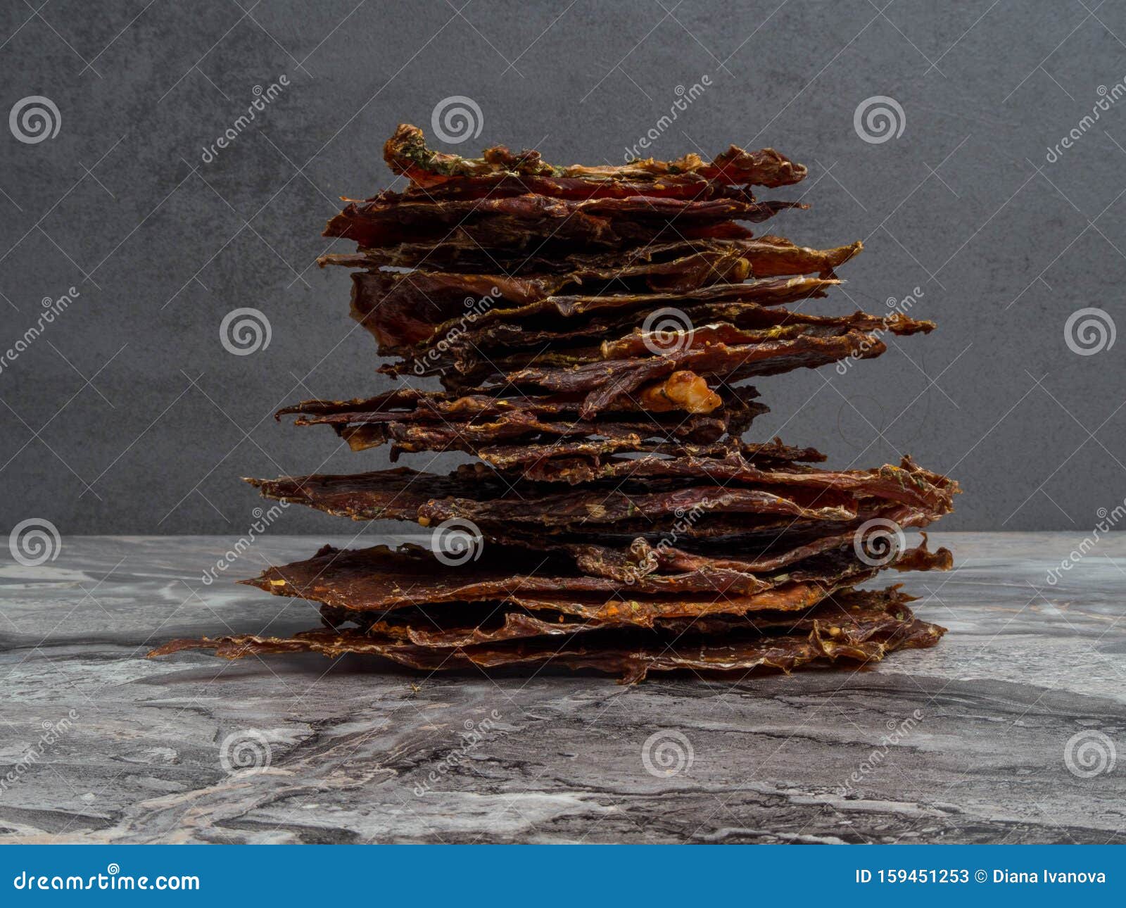 Tower of Dried or Dehydrated Meat Slices Stock Image Image of organic
