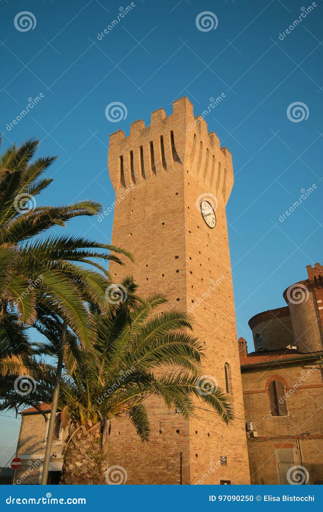 tower in the historic center of porto potenza picena