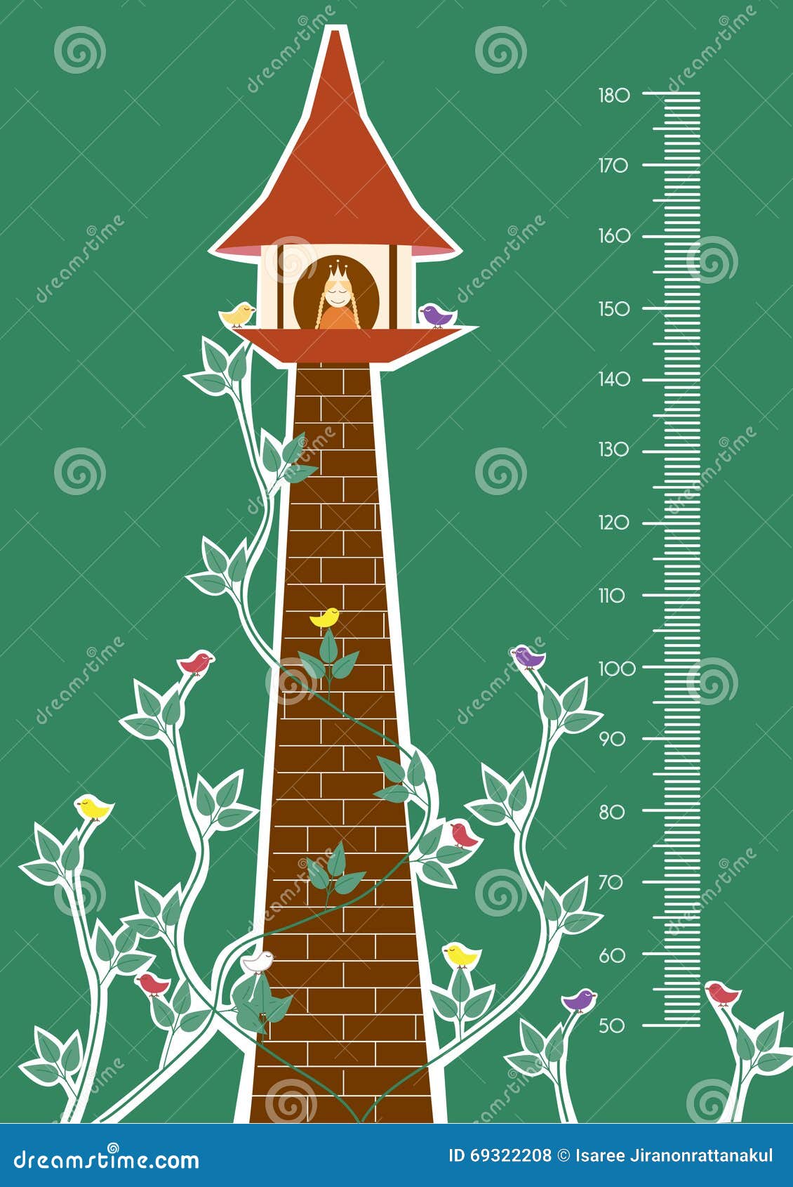 Tower,Meter Wall or Height Meter from 50 To 180 Centimeter,Vector Illustrations Stock