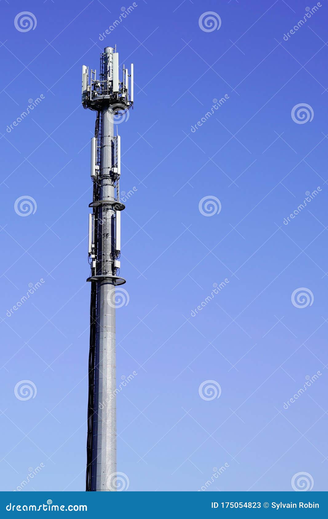 Tower For Mobile Operator Phone Relay Antenna On Blue Background Sky Stock Image Image Of Metal Communication 175054823