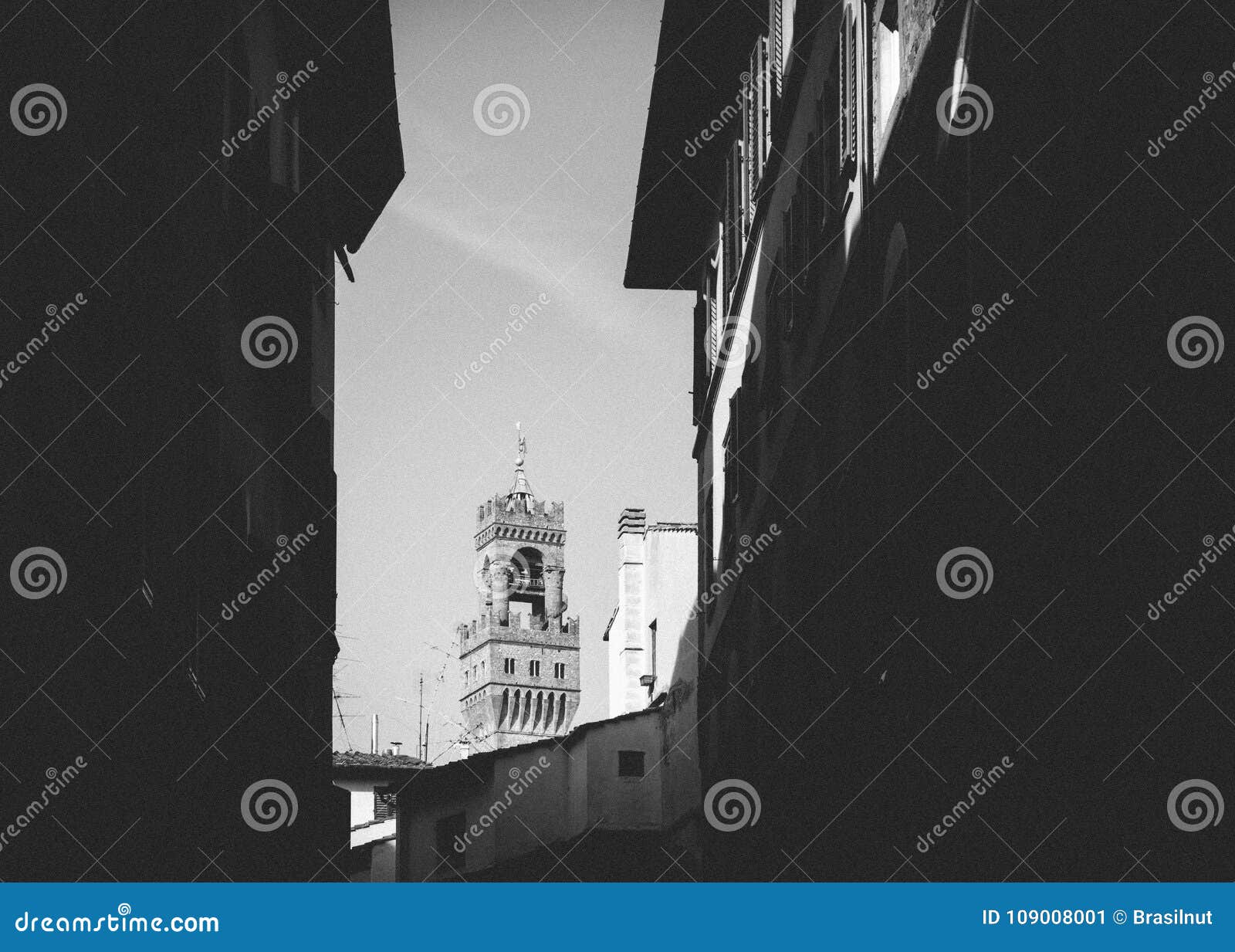 tower of arnolfo, florence, tuscany, italy in black and white fine art style