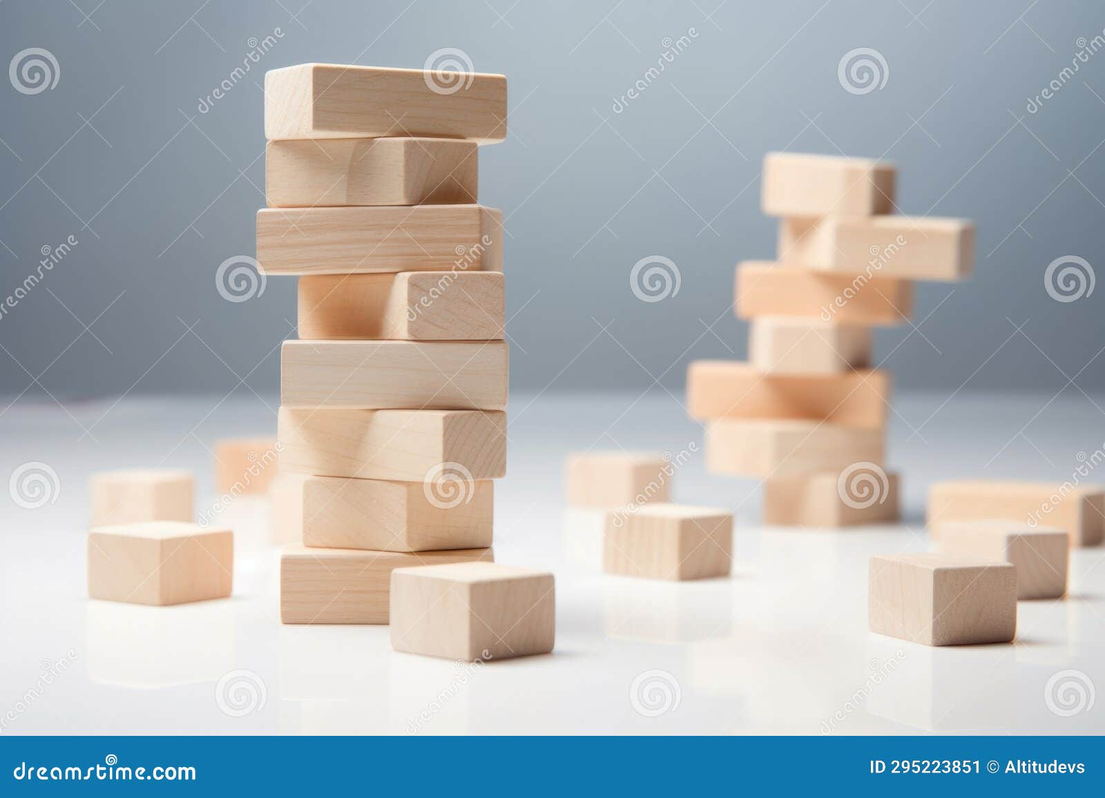 tower of wooden blocks ready to topple