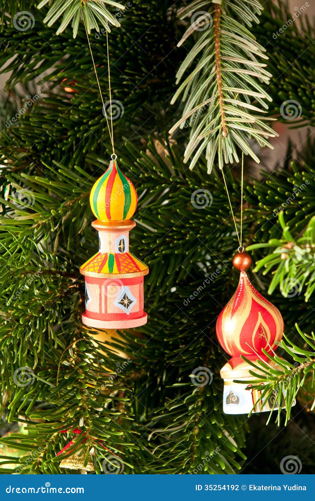 Tower & xmas tree stock photo. Image of branch, postcard 35254192
