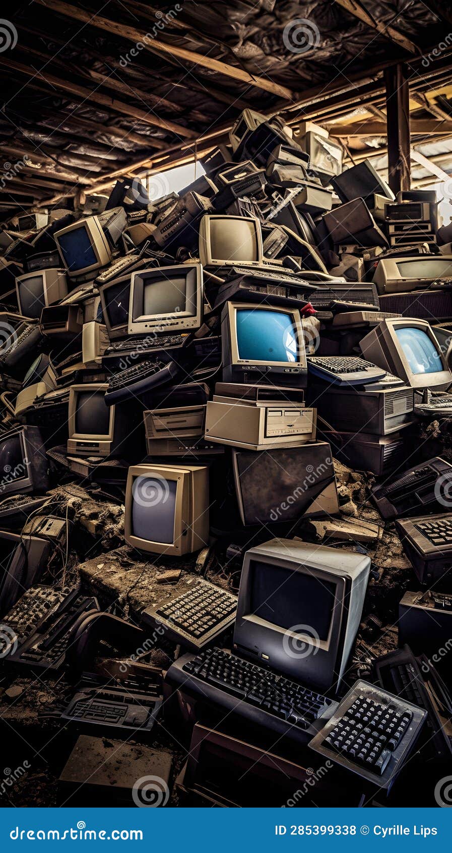EWaste Mountain Recycled Laptops & Computers Generative Ai Stock