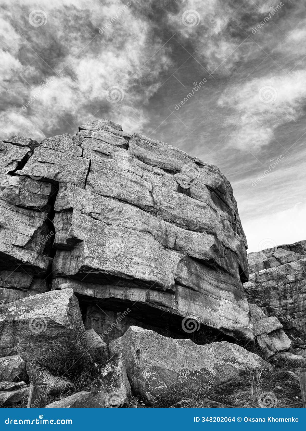 rock formation in monochrome, alberta