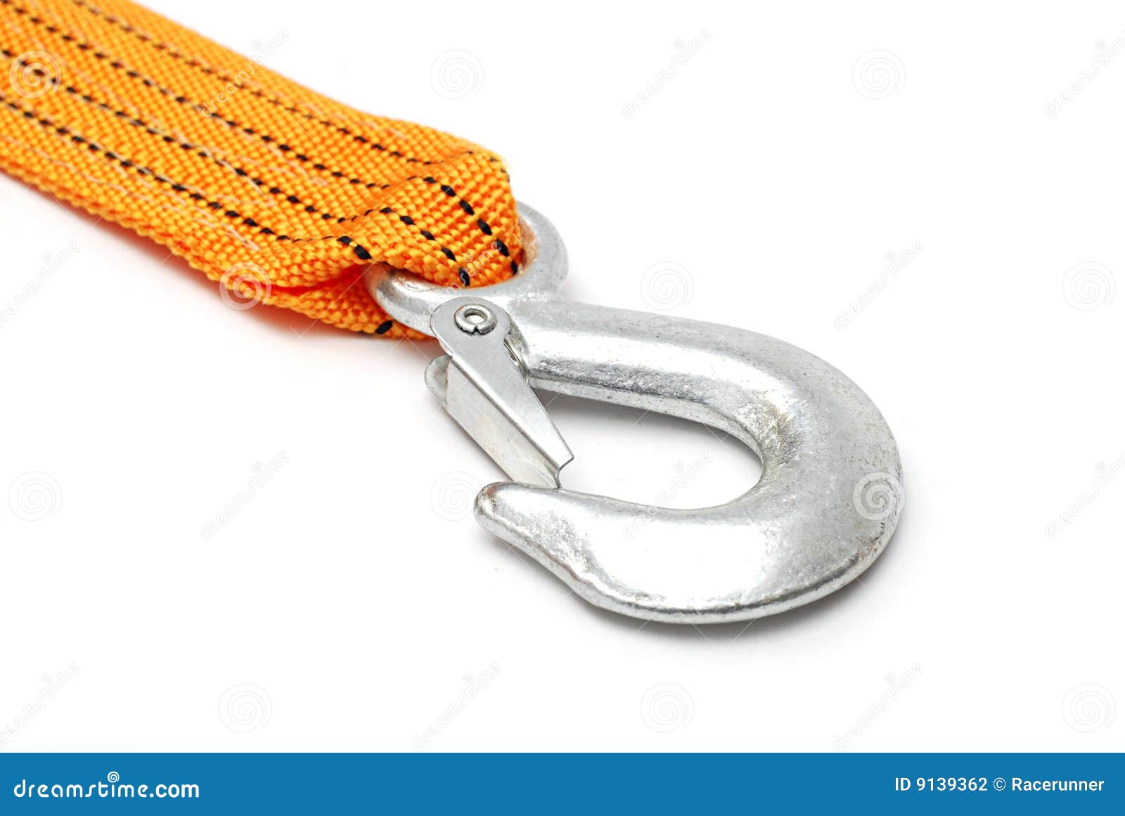 A Tow Rope with Hooks on a Light Background. Stock Photo - Image