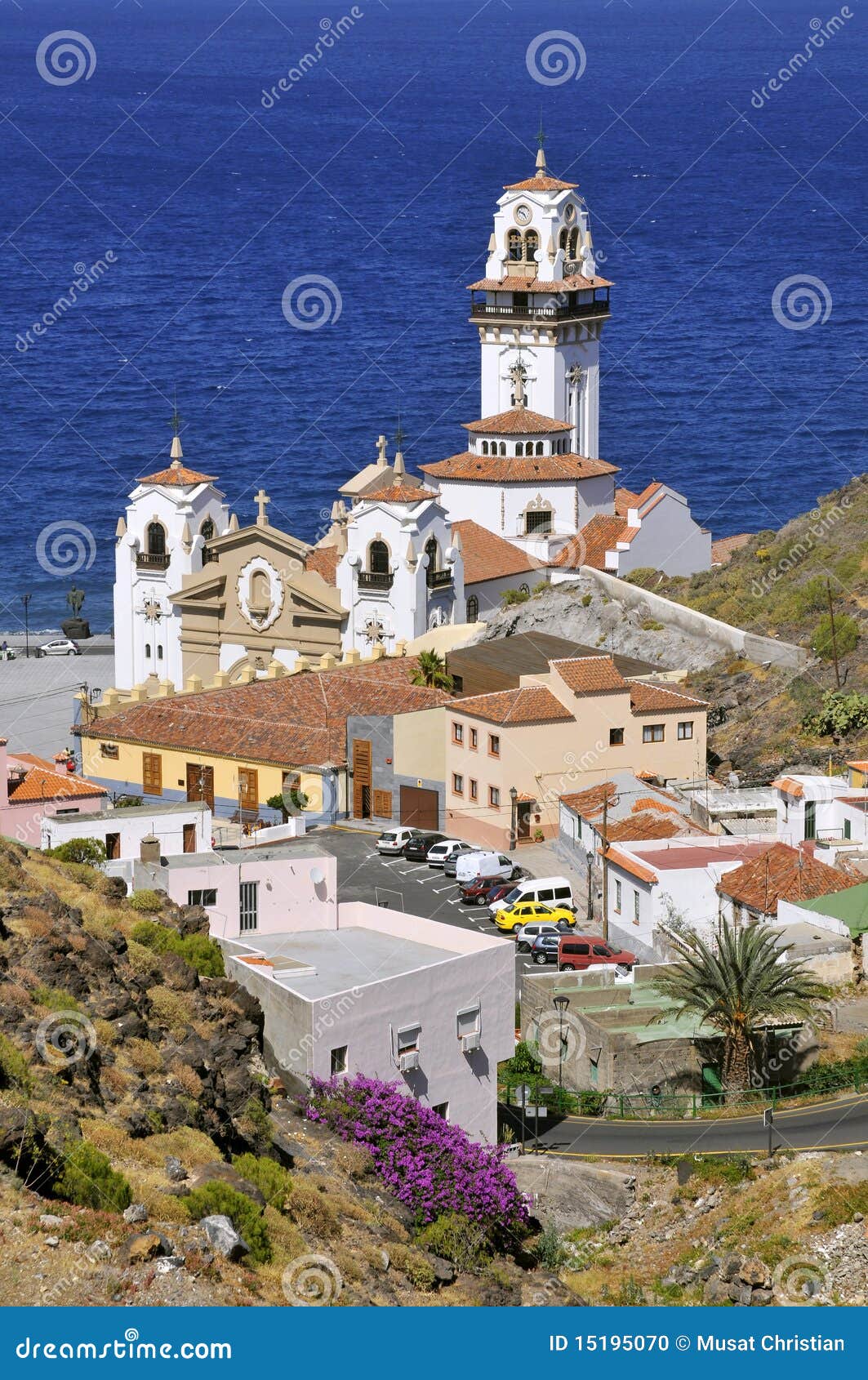 town and basilica of candelaria at tenerife