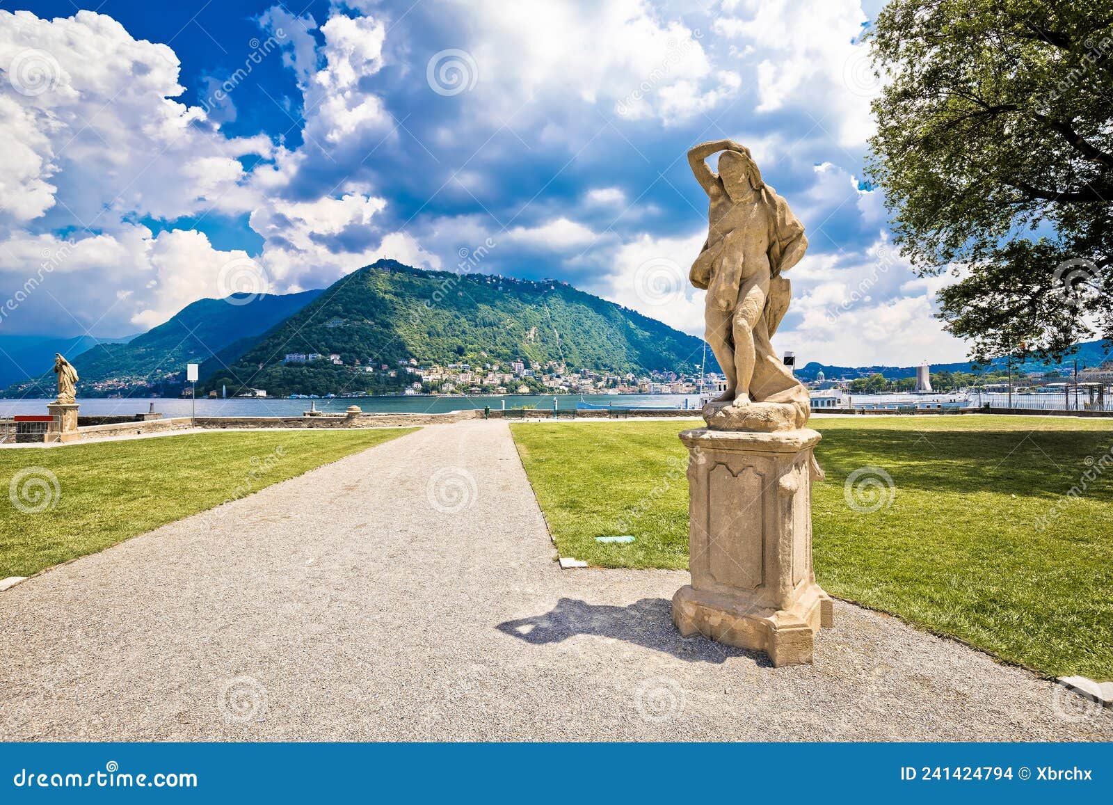 town of como public park near villa olmo view, como lake waterfront