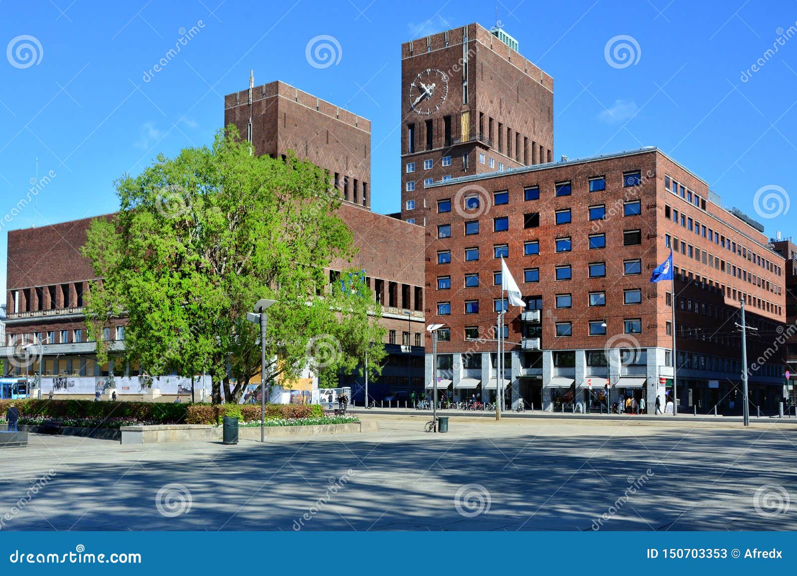 Town hall in Oslo, Norway. stock image. Image of barcode 150703353