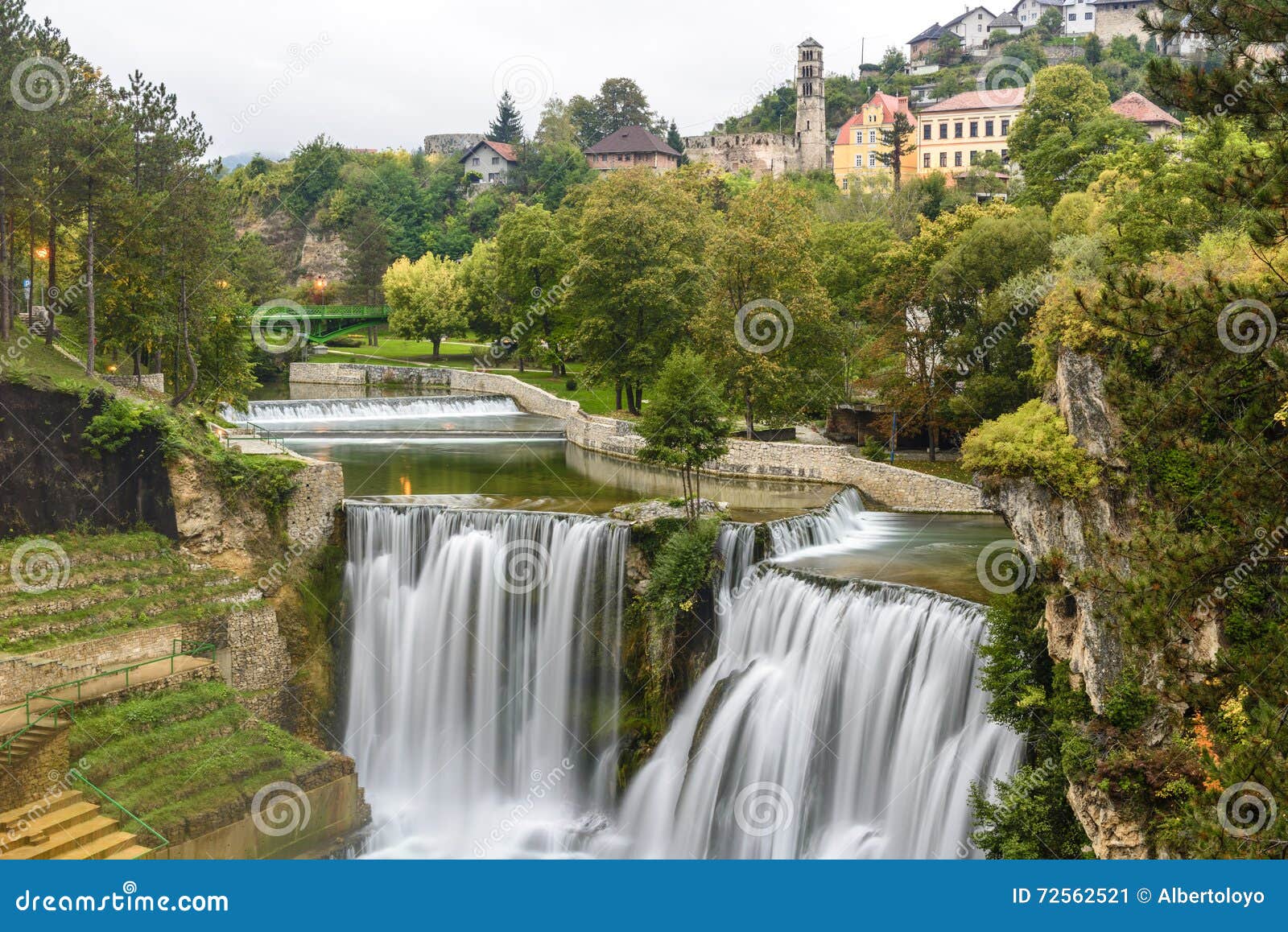 town of jajce and pliva waterfall (bosnia and herzegovina)