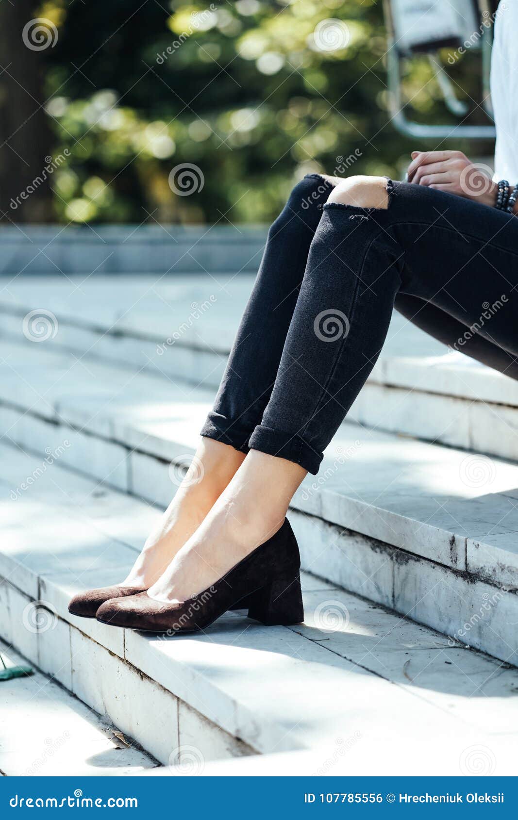 Town and legs of woman stock photo. Image of fashion - 107785556