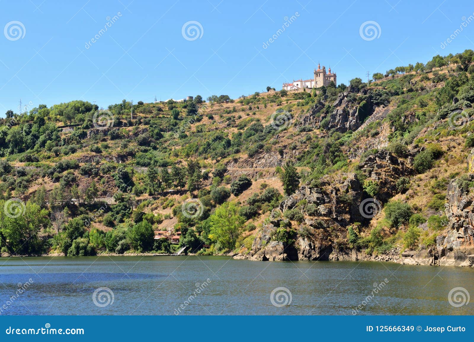 town of mirando do douro and douro river, portugal