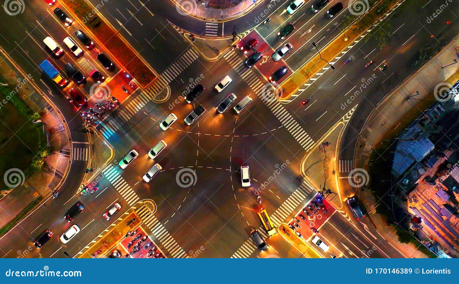 town traffic from aerial view