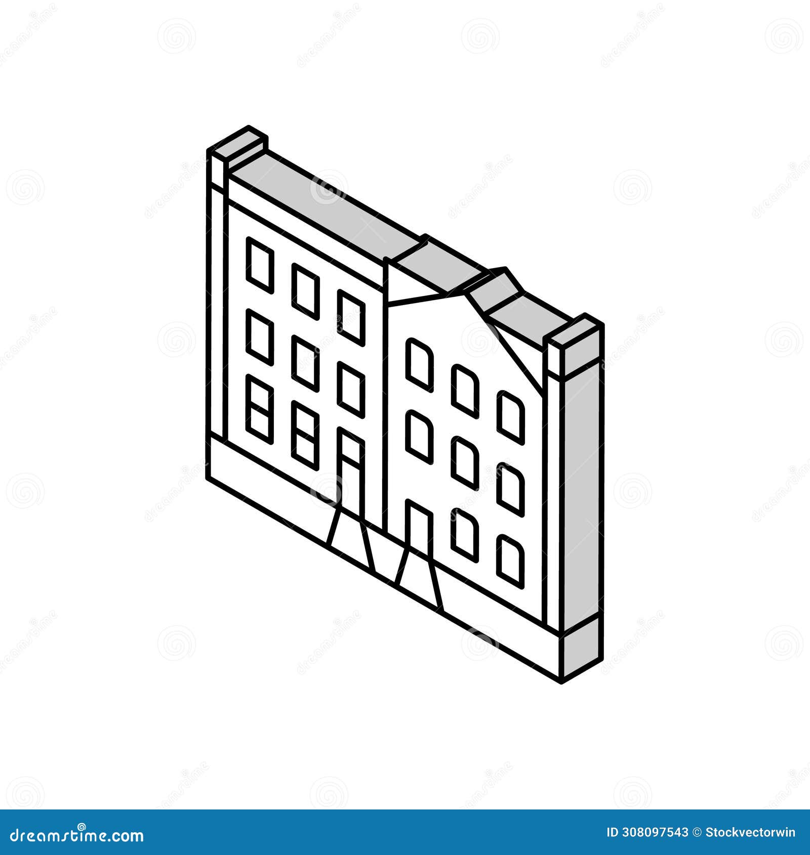 townhome house isometric icon  