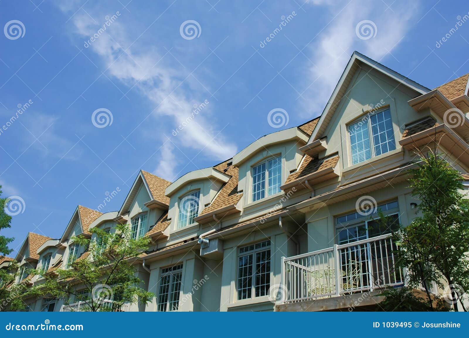 Townhomes with Greenery stock image. Image of tree, residential 1039495