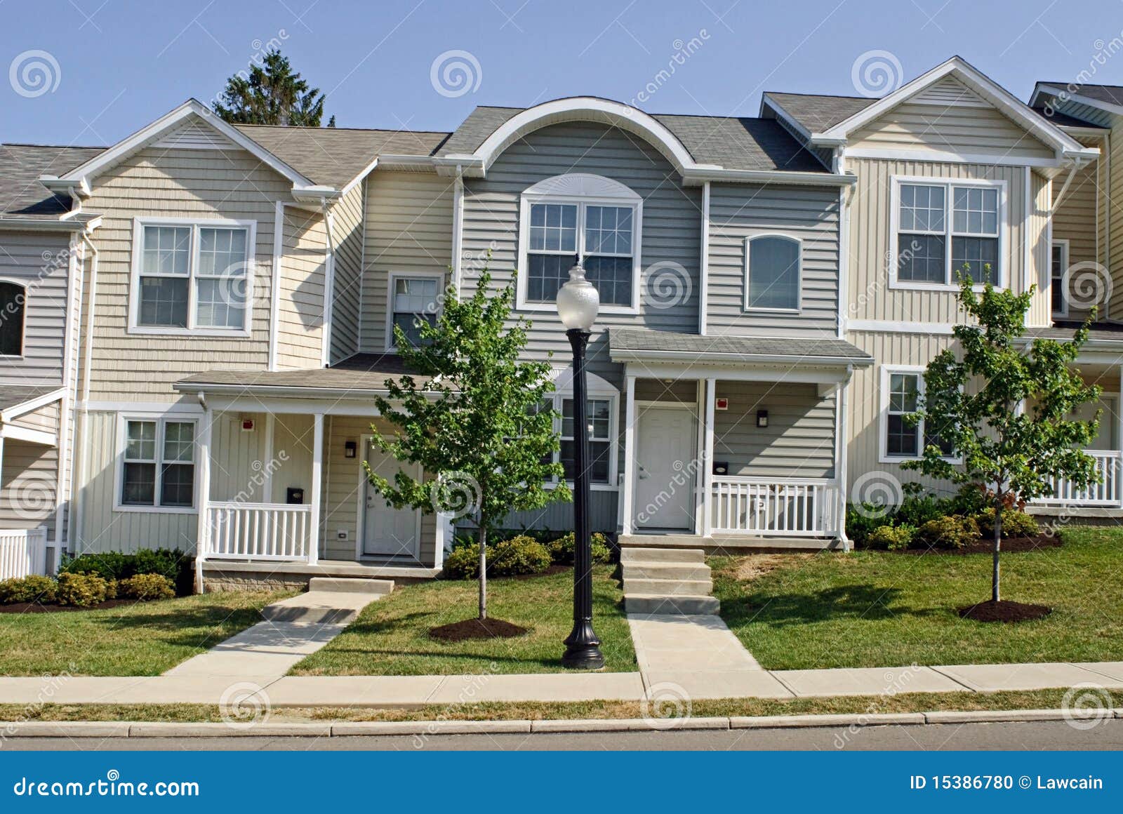 Townhouses on Hill stock photo. Image of green, living 15386780