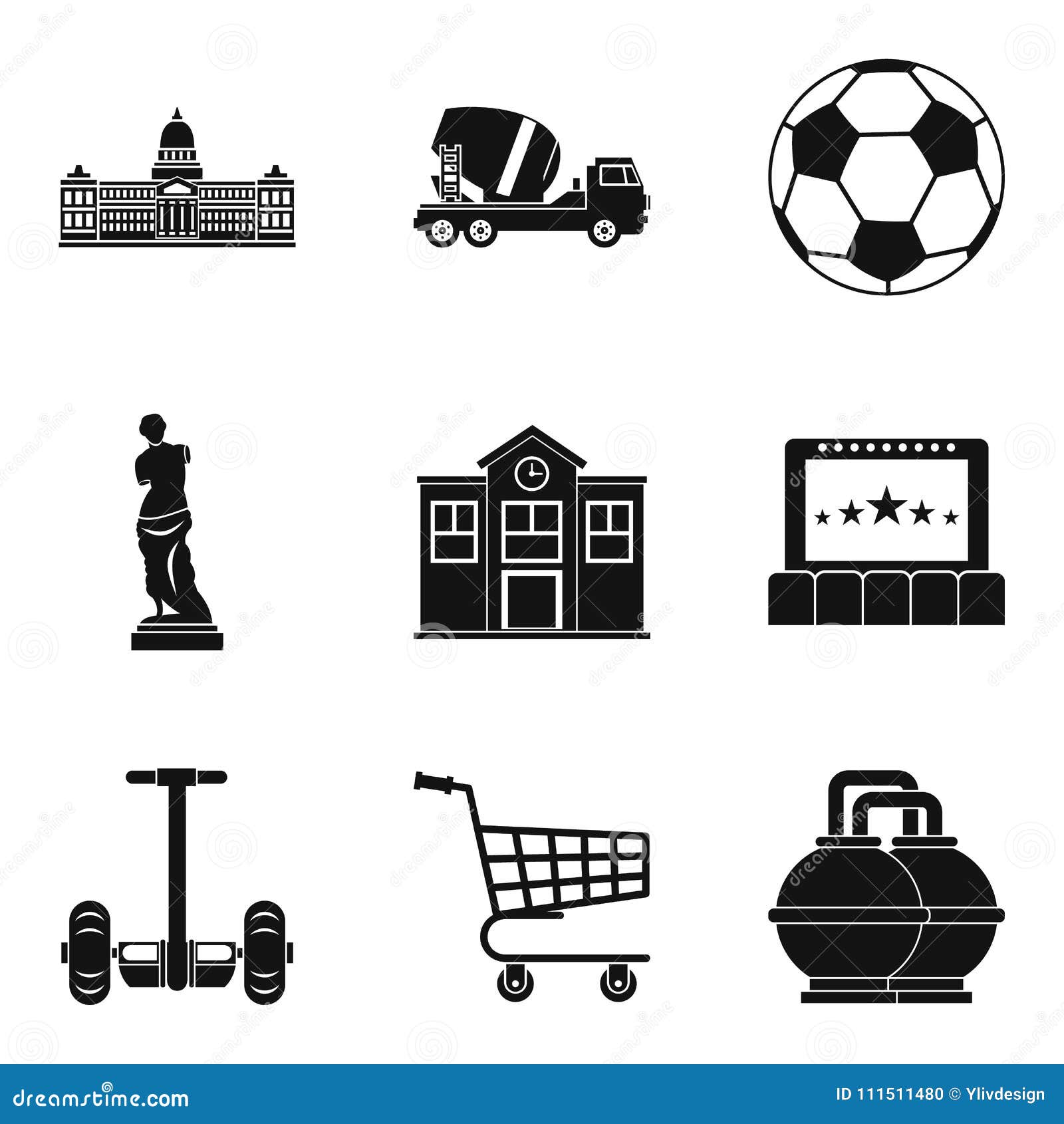 townplanning icons set, simple style