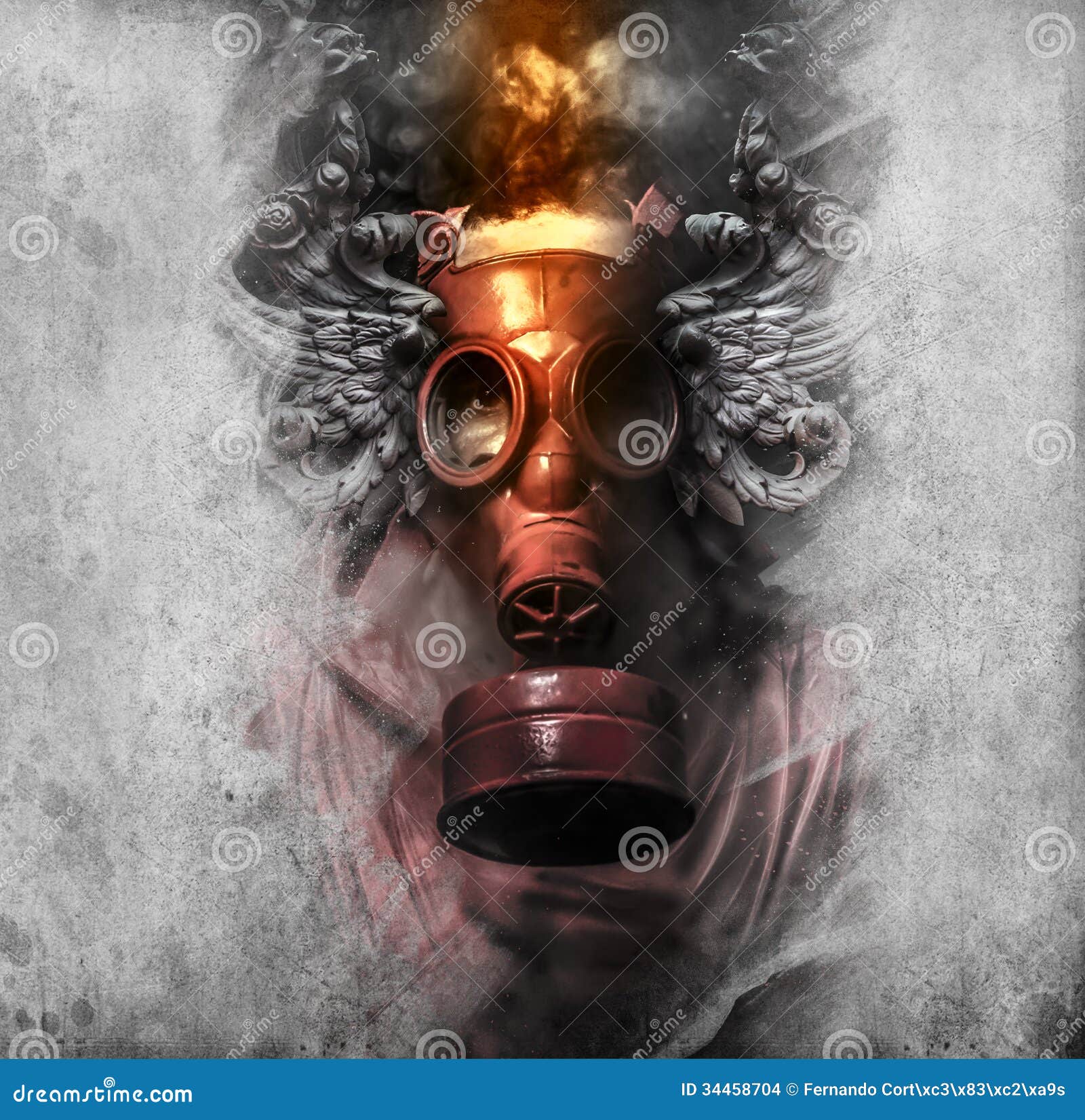 toxic. a man in a gas mask in the smoke. artistic background