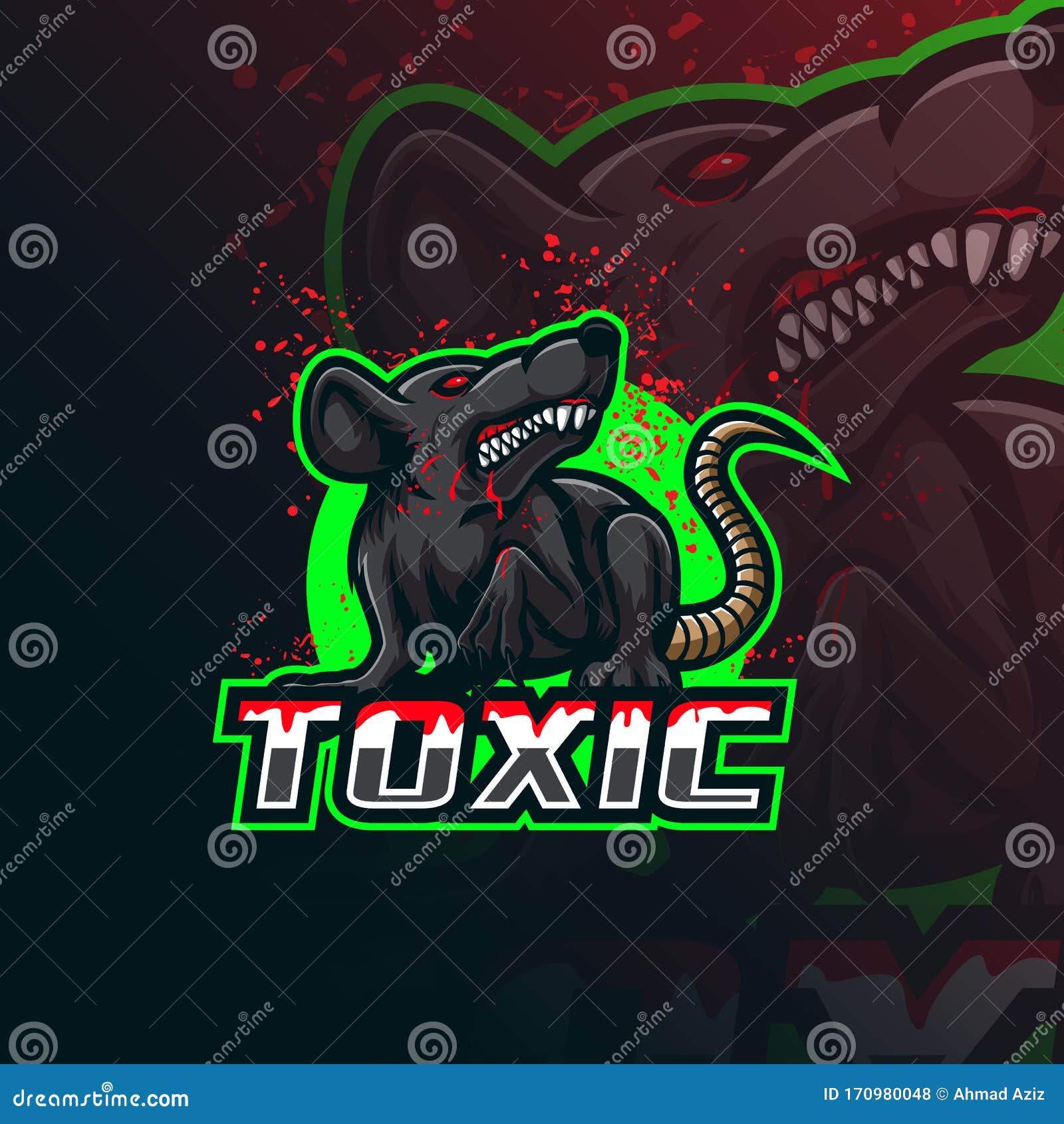 toxic mascot logo   with modern  concept style for badge, emblem and tshirt printing. angry rat