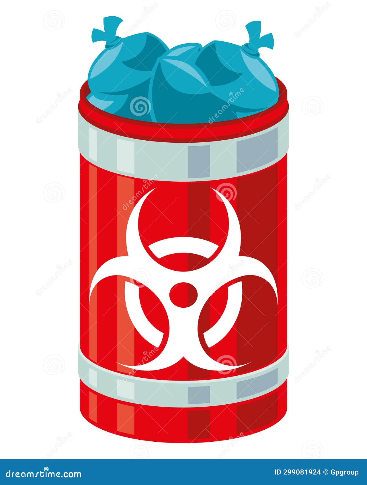Toxic waste bin red stock illustration. Illustration of biohazard